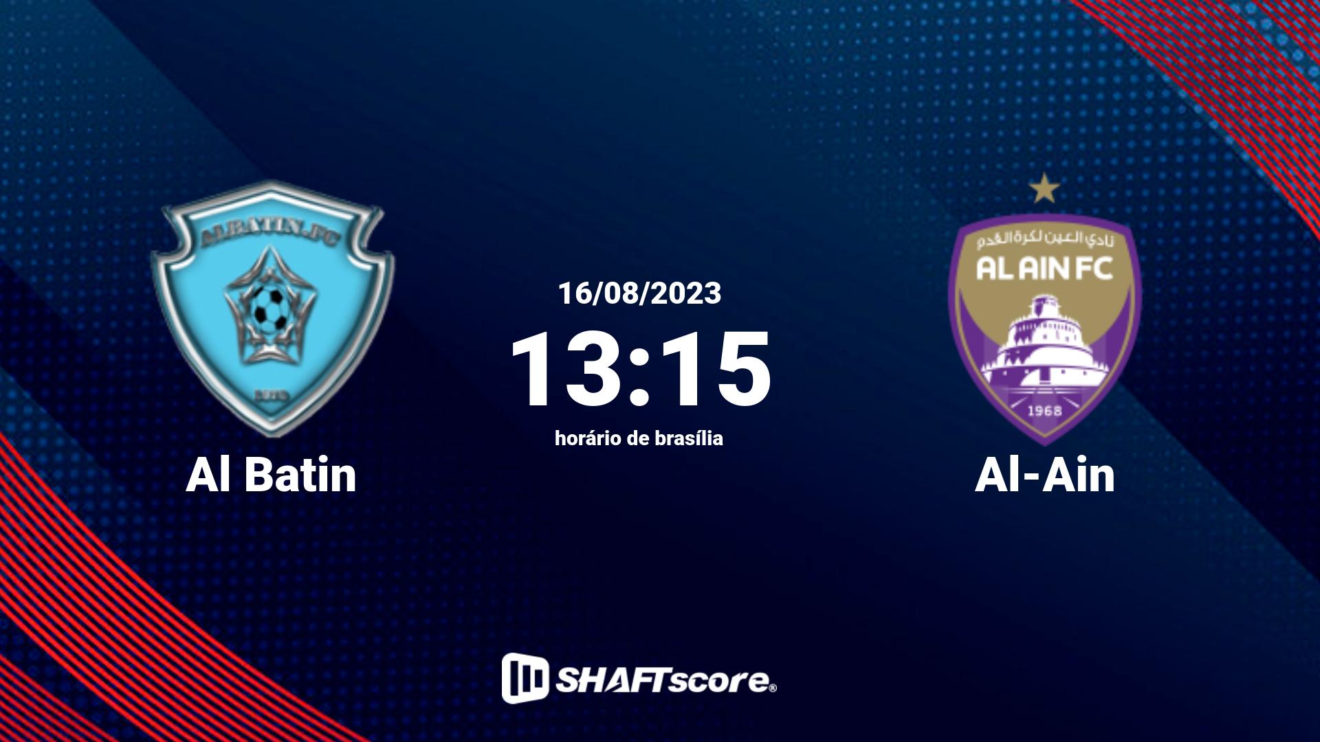 Estatísticas do jogo Al Batin vs Al-Ain 16.08 13:15