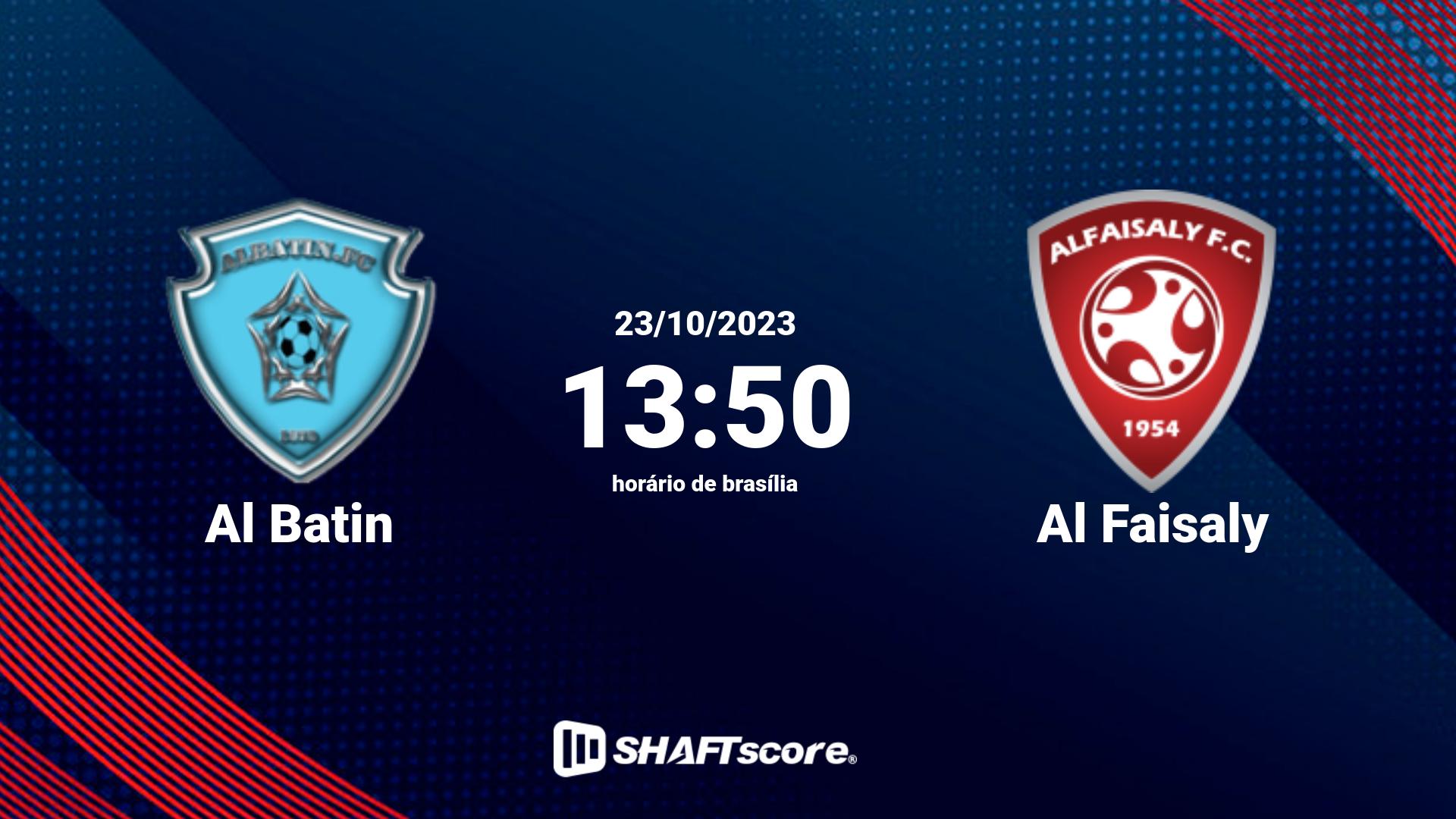 Estatísticas do jogo Al Batin vs Al Faisaly 23.10 13:50