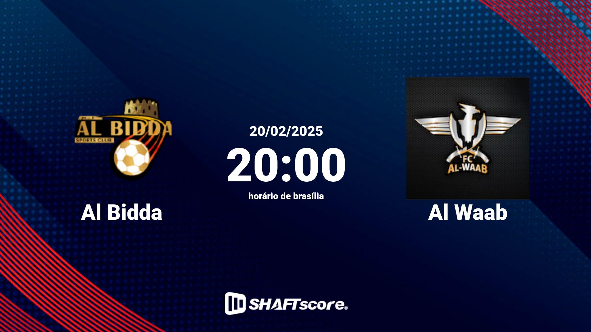 Estatísticas do jogo Al Bidda vs Al Waab 20.02 20:00