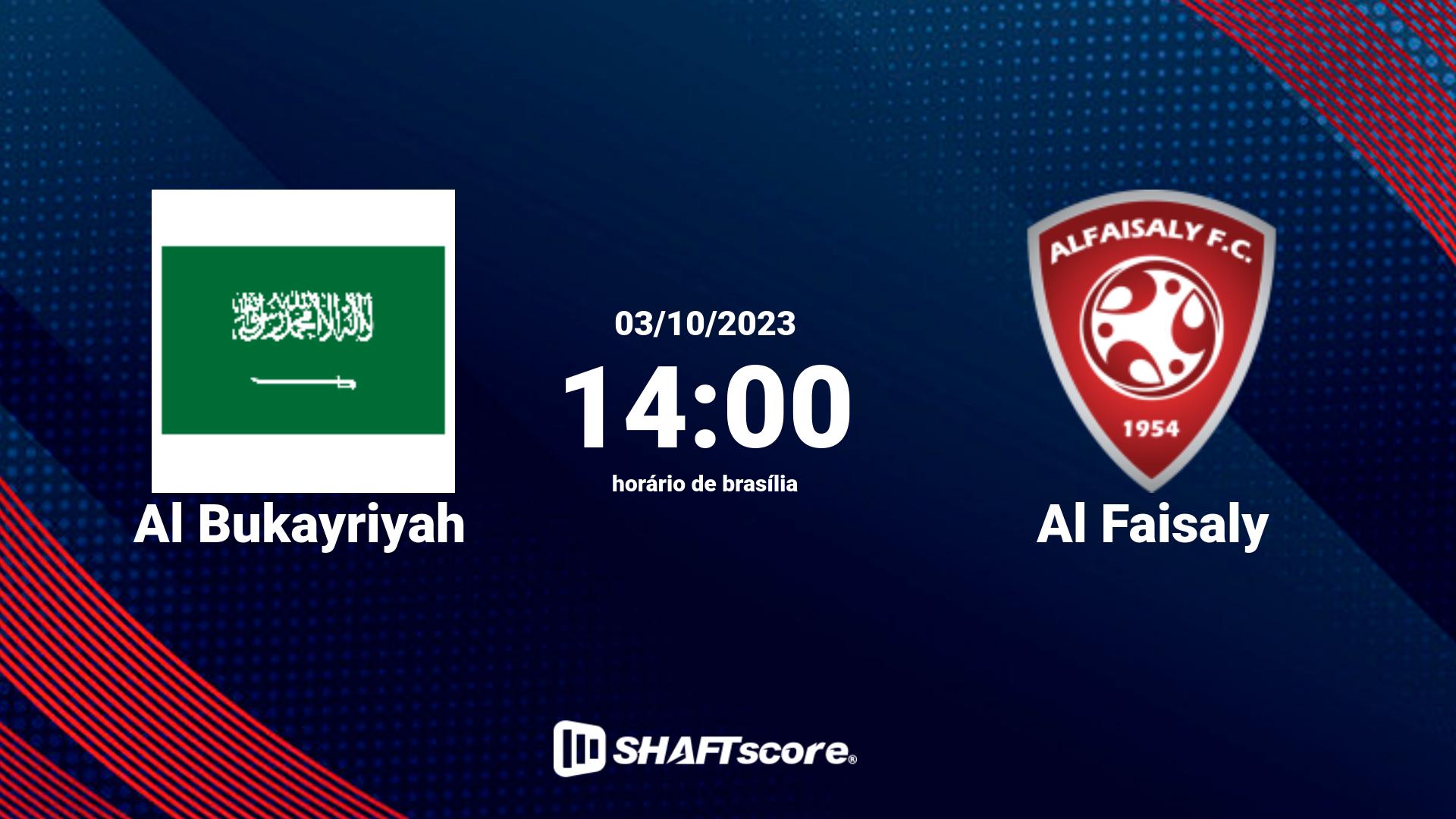 Estatísticas do jogo Al Bukayriyah vs Al Faisaly 03.10 14:00