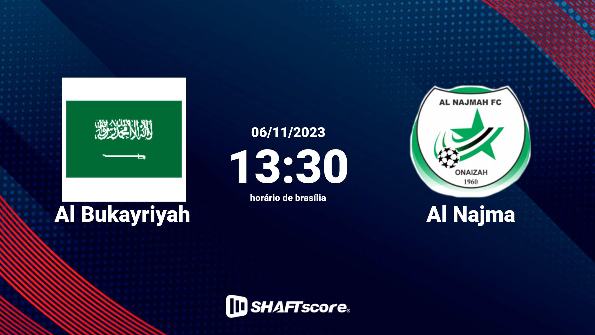 Estatísticas do jogo Al Bukayriyah vs Al Najma 06.11 13:30