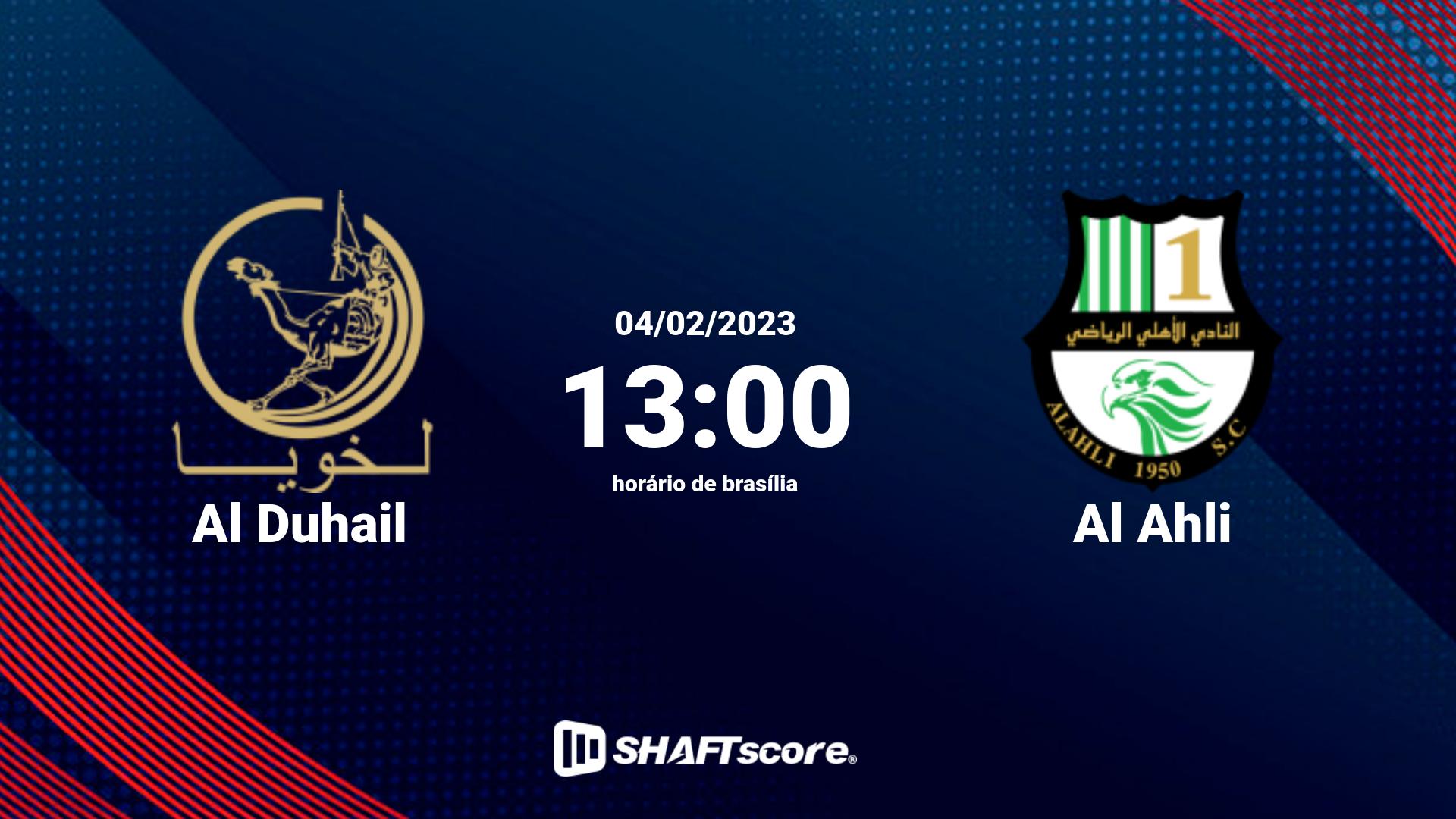 Estatísticas do jogo Al Duhail vs Al Ahli 04.02 13:00