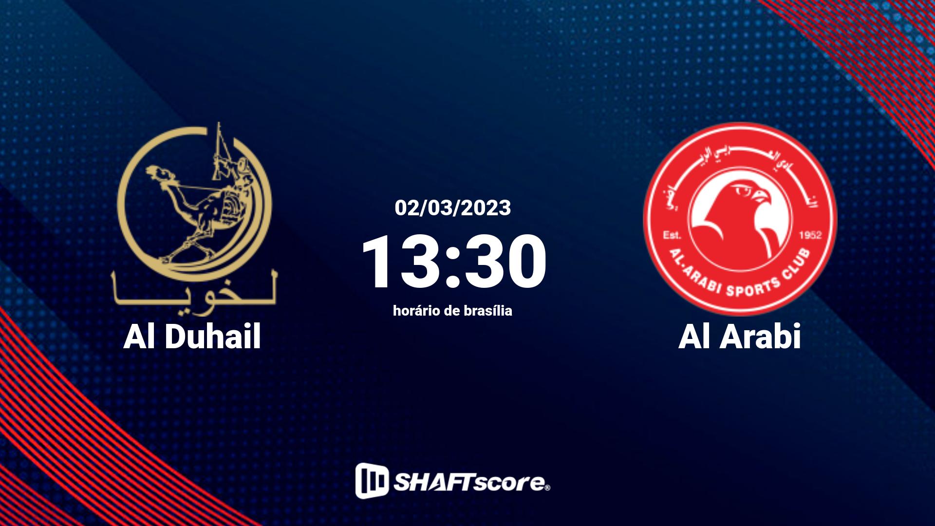 Estatísticas do jogo Al Duhail vs Al Arabi 02.03 13:30