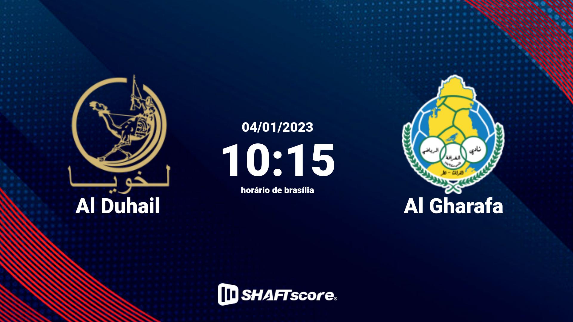 Estatísticas do jogo Al Duhail vs Al Gharafa 04.01 10:15