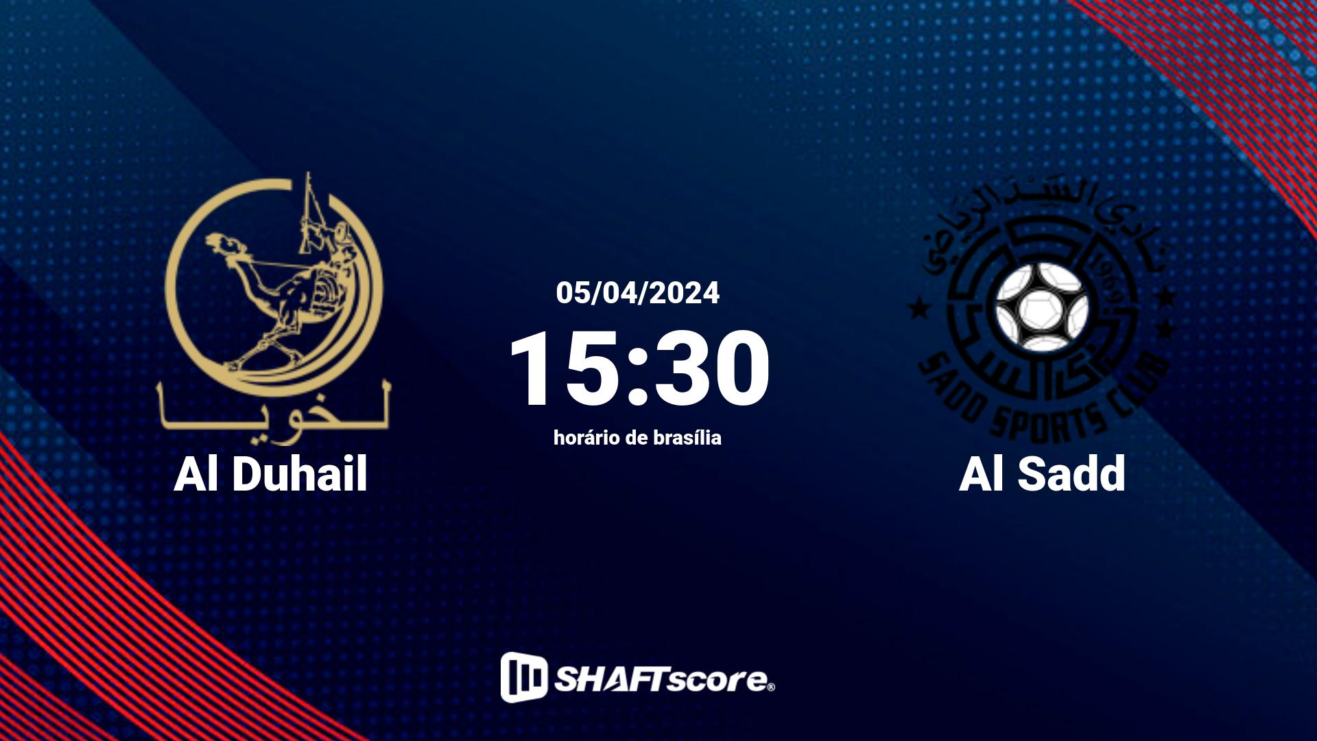 Estatísticas do jogo Al Duhail vs Al Sadd 05.04 15:30