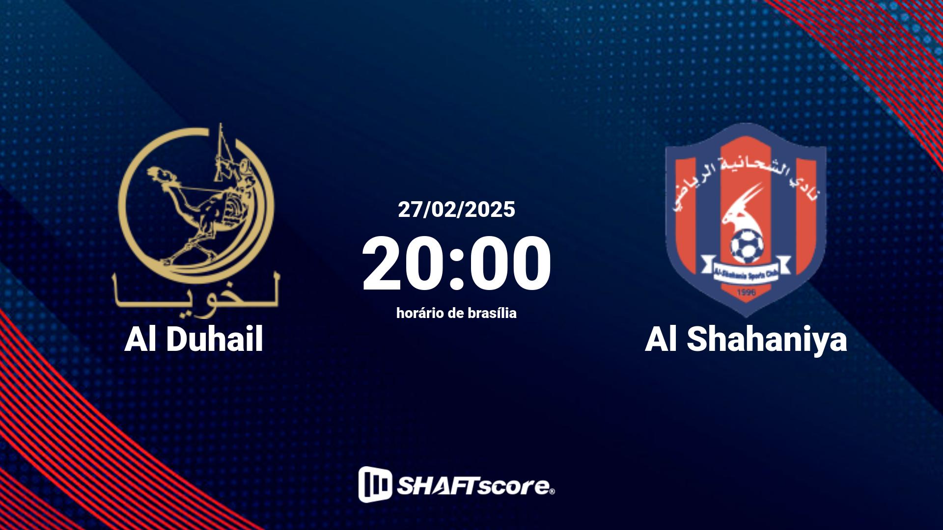 Estatísticas do jogo Al Duhail vs Al Shahaniya 27.02 20:00