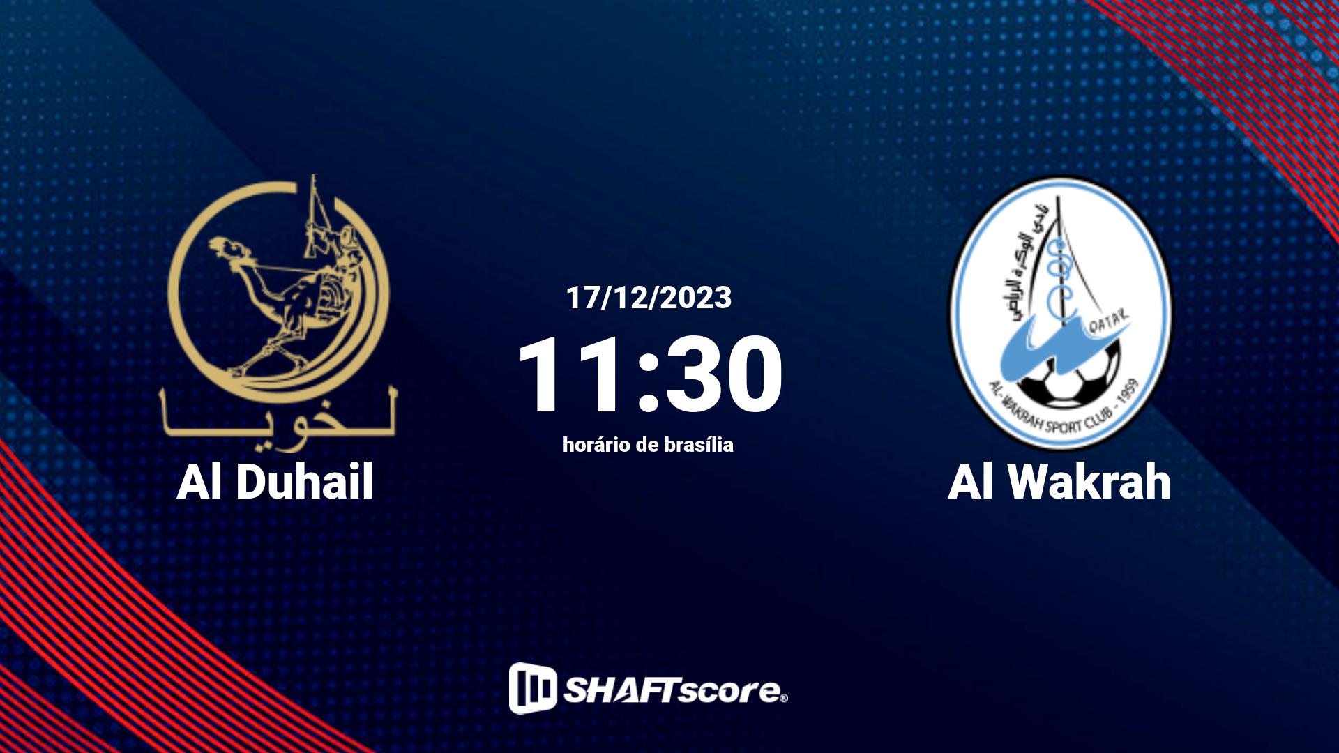 Estatísticas do jogo Al Duhail vs Al Wakrah 17.12 11:30