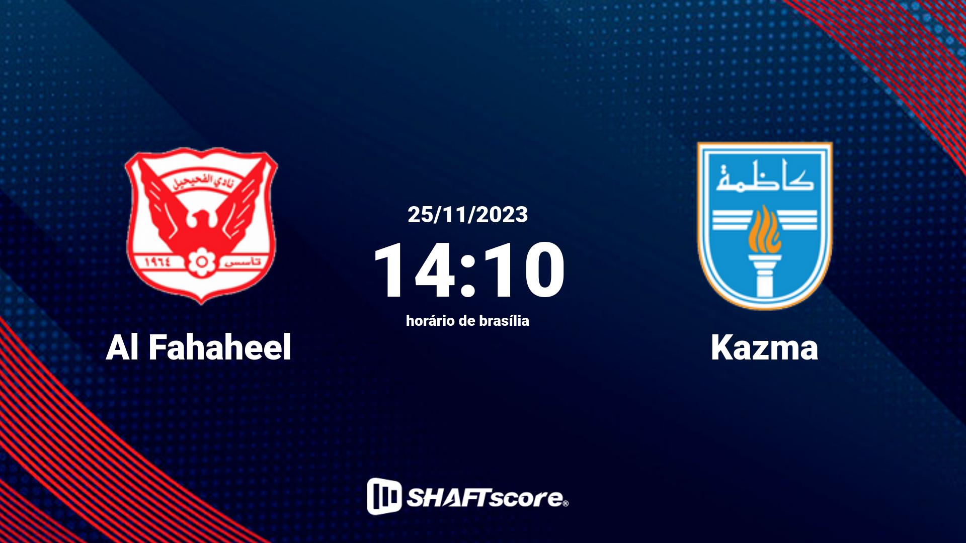 Estatísticas do jogo Al Fahaheel vs Kazma 25.11 14:10