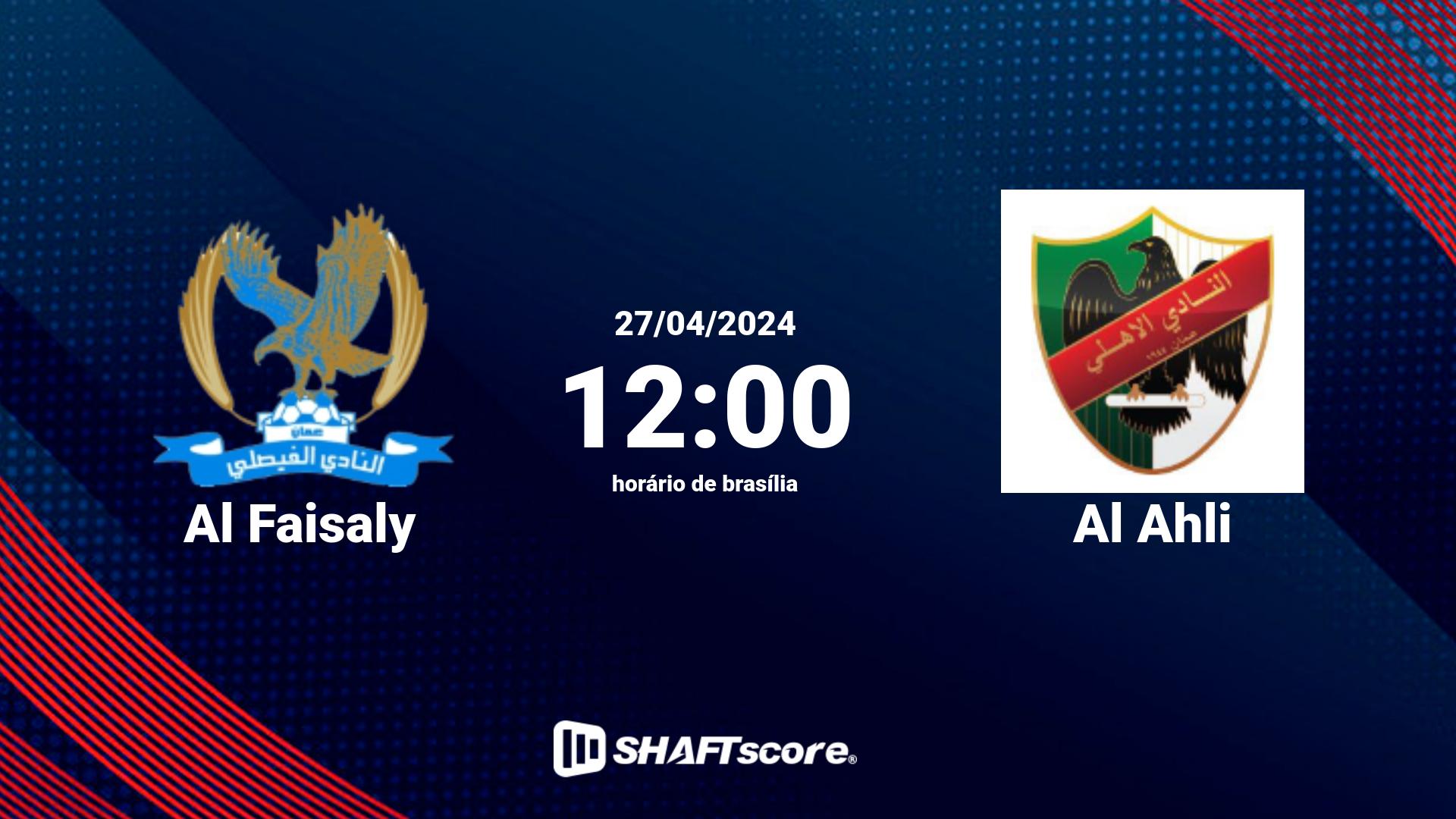 Estatísticas do jogo Al Faisaly vs Al Ahli 27.04 12:00