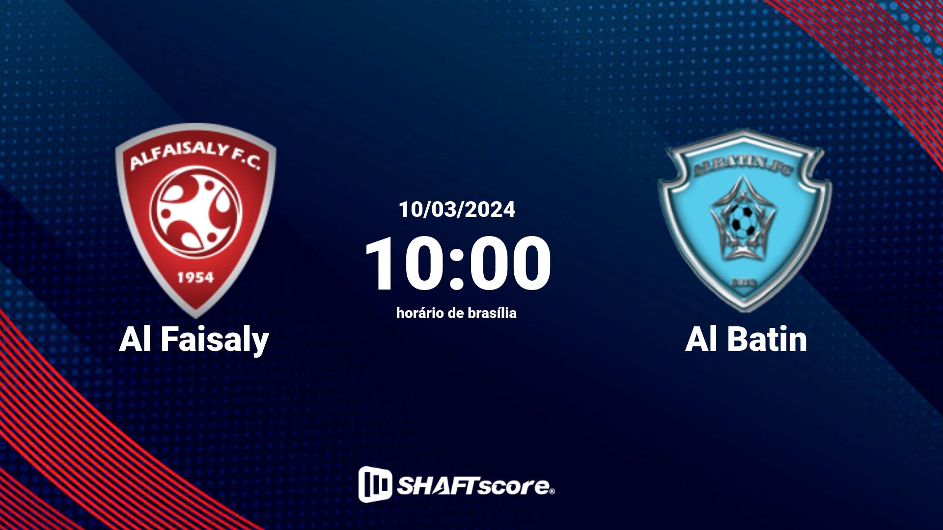 Estatísticas do jogo Al Faisaly vs Al Batin 10.03 10:00