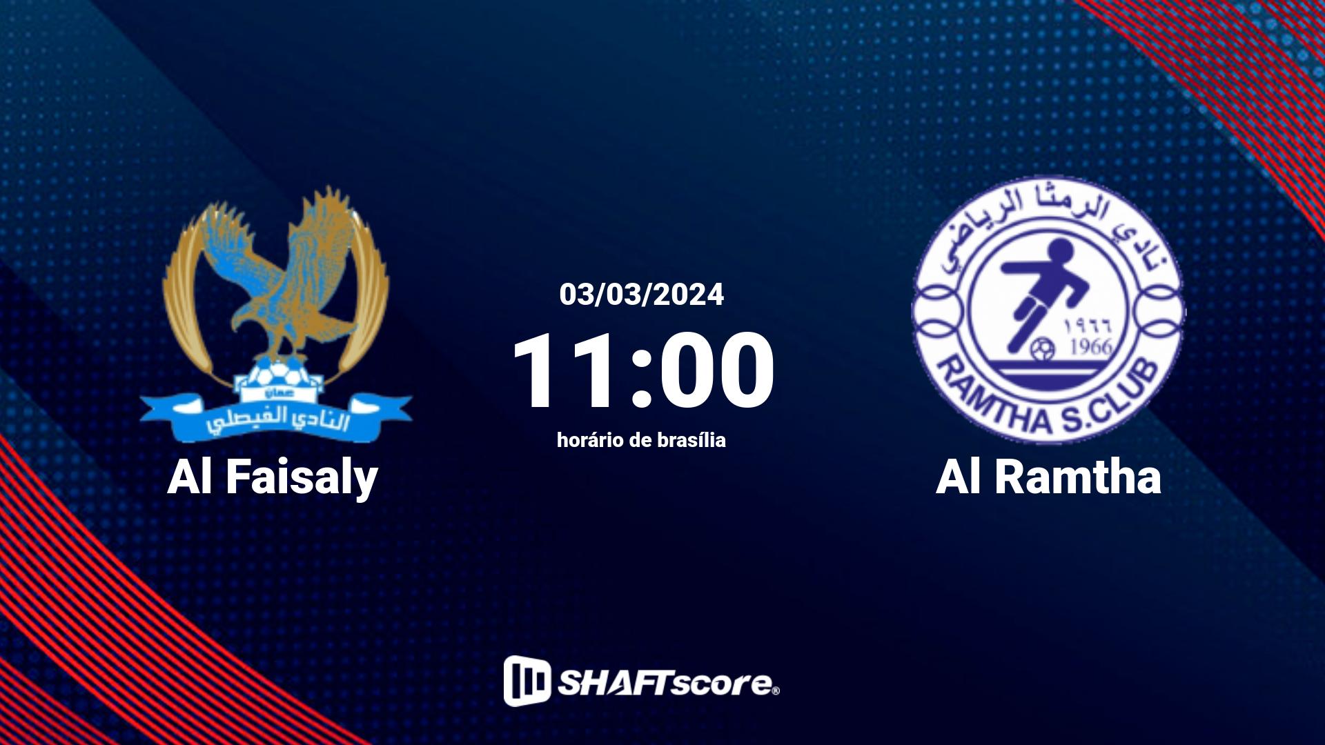 Estatísticas do jogo Al Faisaly vs Al Ramtha 03.03 11:00