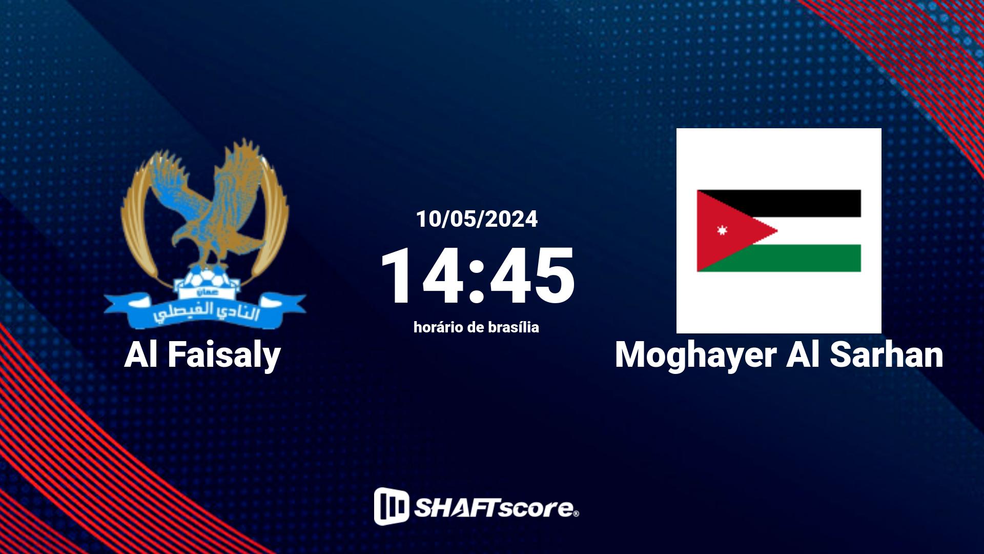 Estatísticas do jogo Al Faisaly vs Moghayer Al Sarhan 10.05 14:45