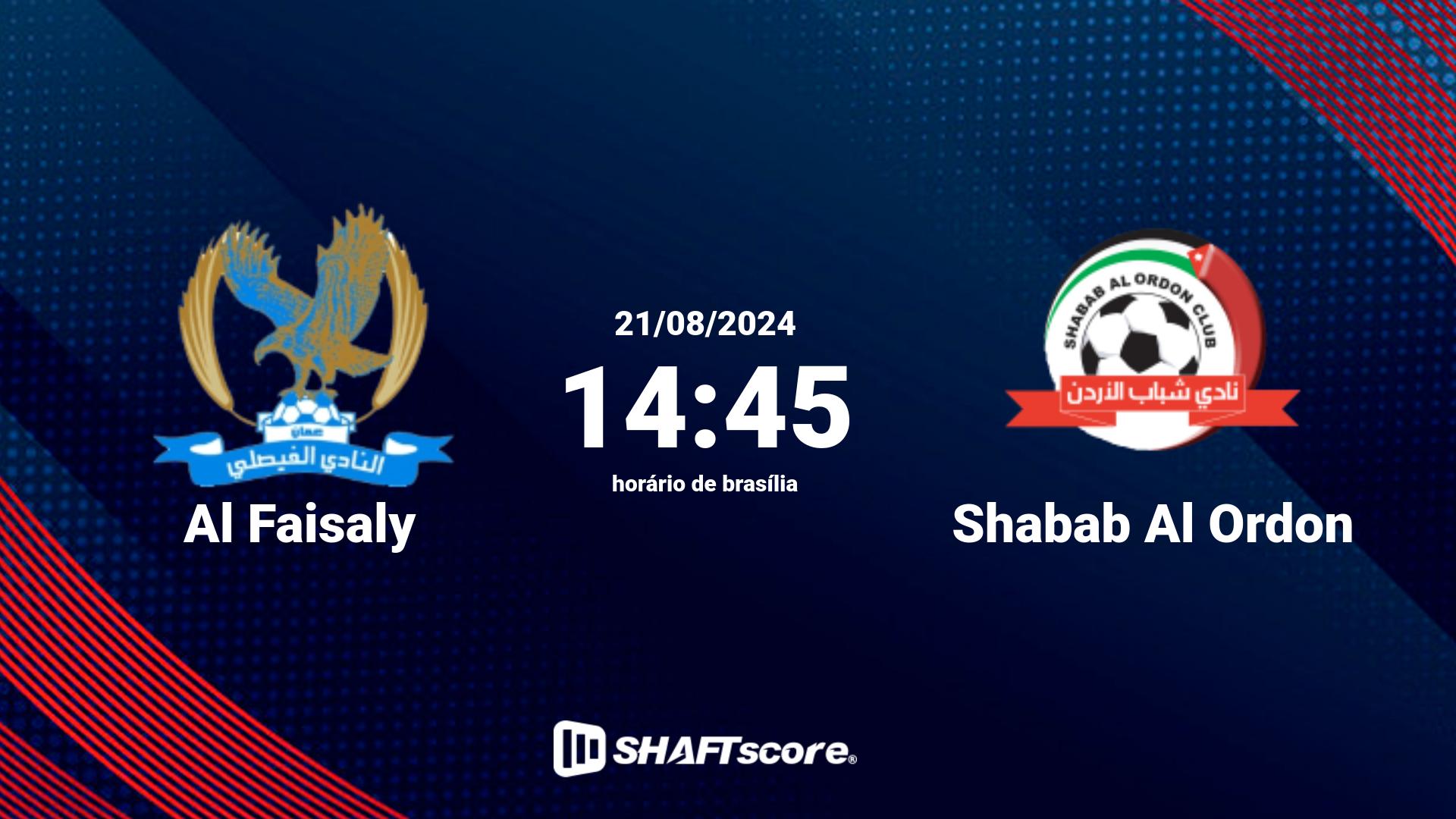 Estatísticas do jogo Al Faisaly vs Shabab Al Ordon 21.08 14:45