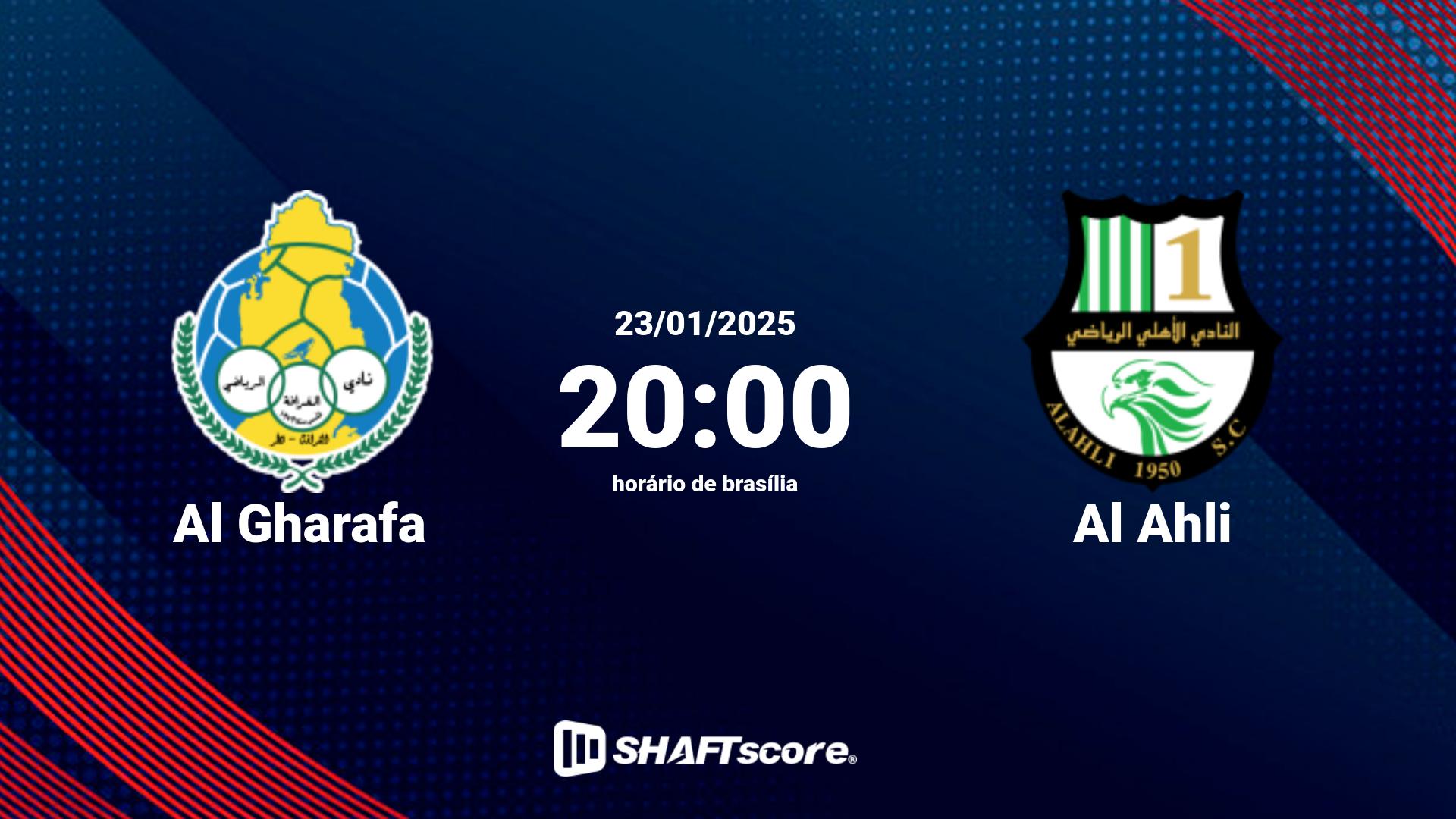 Estatísticas do jogo Al Gharafa vs Al Ahli 23.01 20:00