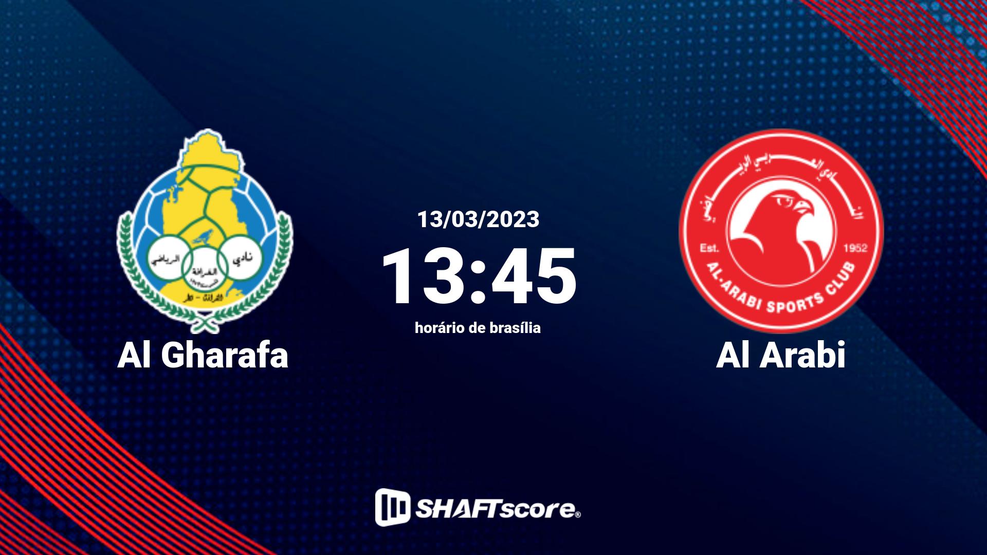 Estatísticas do jogo Al Gharafa vs Al Arabi 13.03 13:45