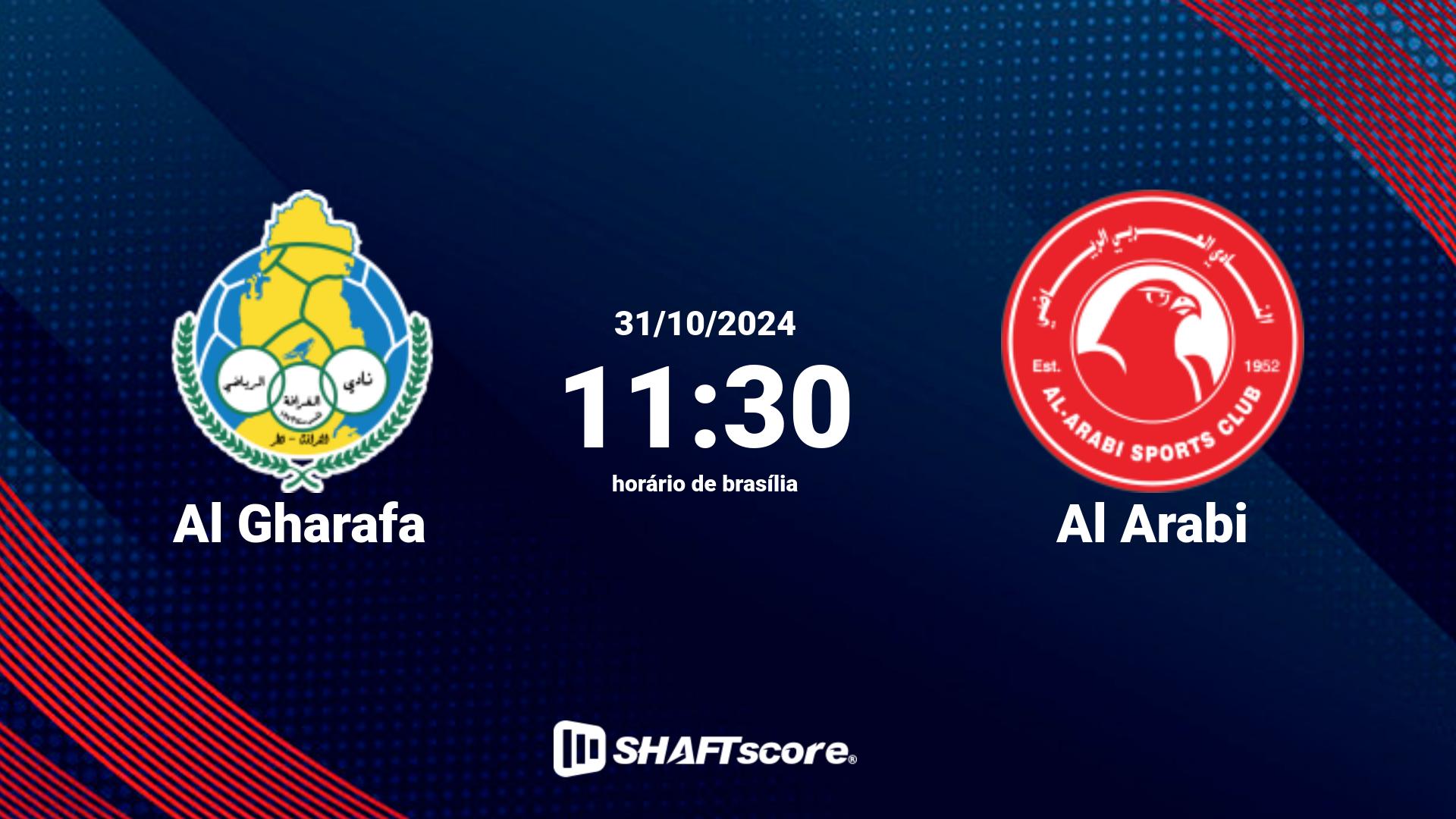 Estatísticas do jogo Al Gharafa vs Al Arabi 31.10 11:30