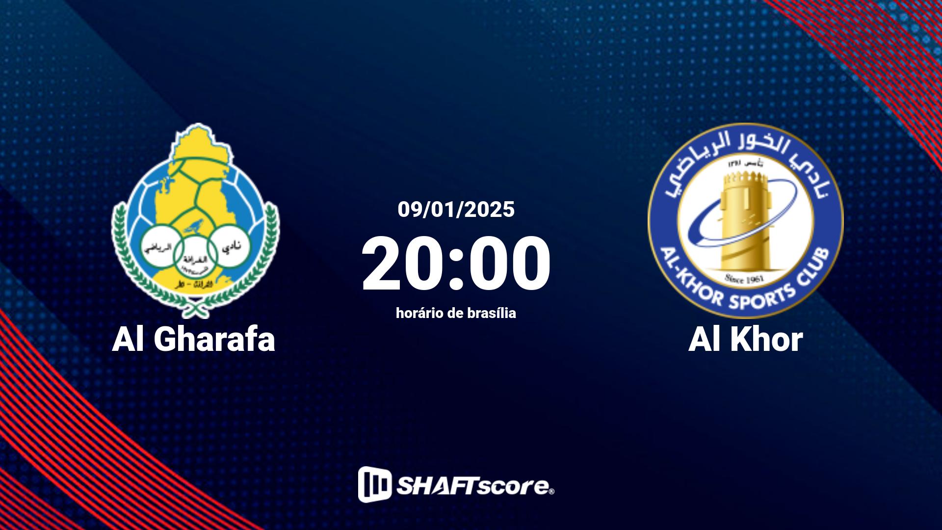 Estatísticas do jogo Al Gharafa vs Al Khor 09.01 20:00