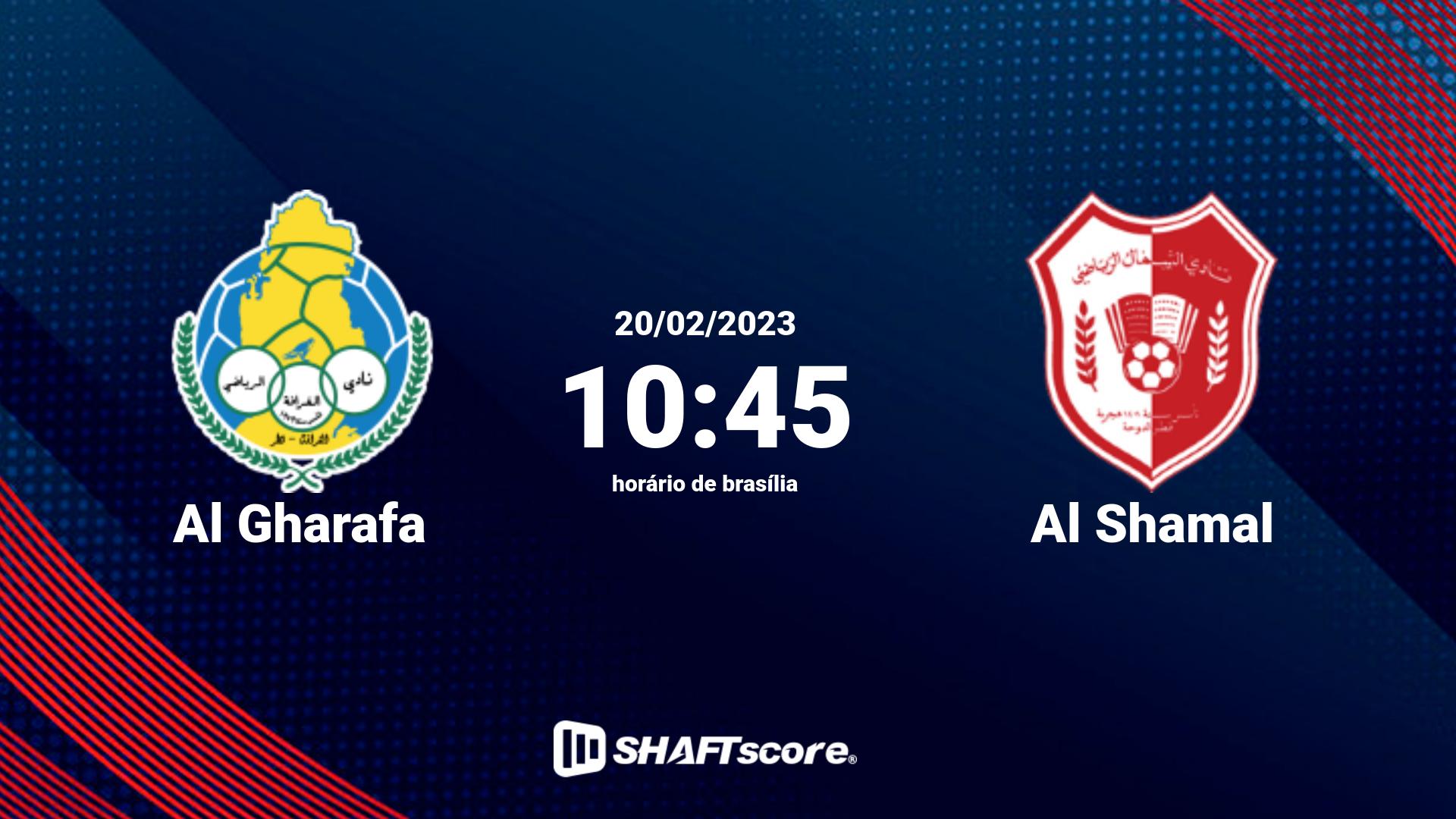 Estatísticas do jogo Al Gharafa vs Al Shamal 20.02 10:45