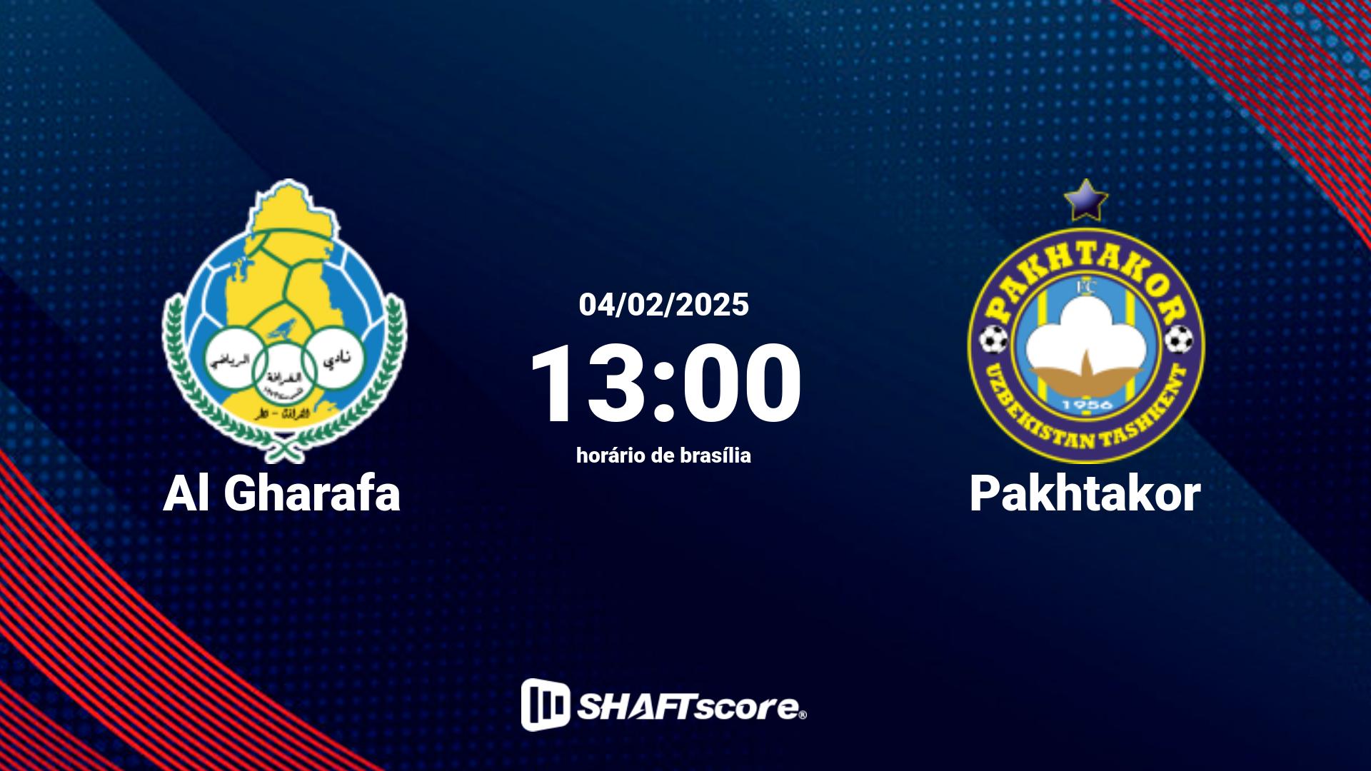 Estatísticas do jogo Al Gharafa vs Pakhtakor 04.02 13:00