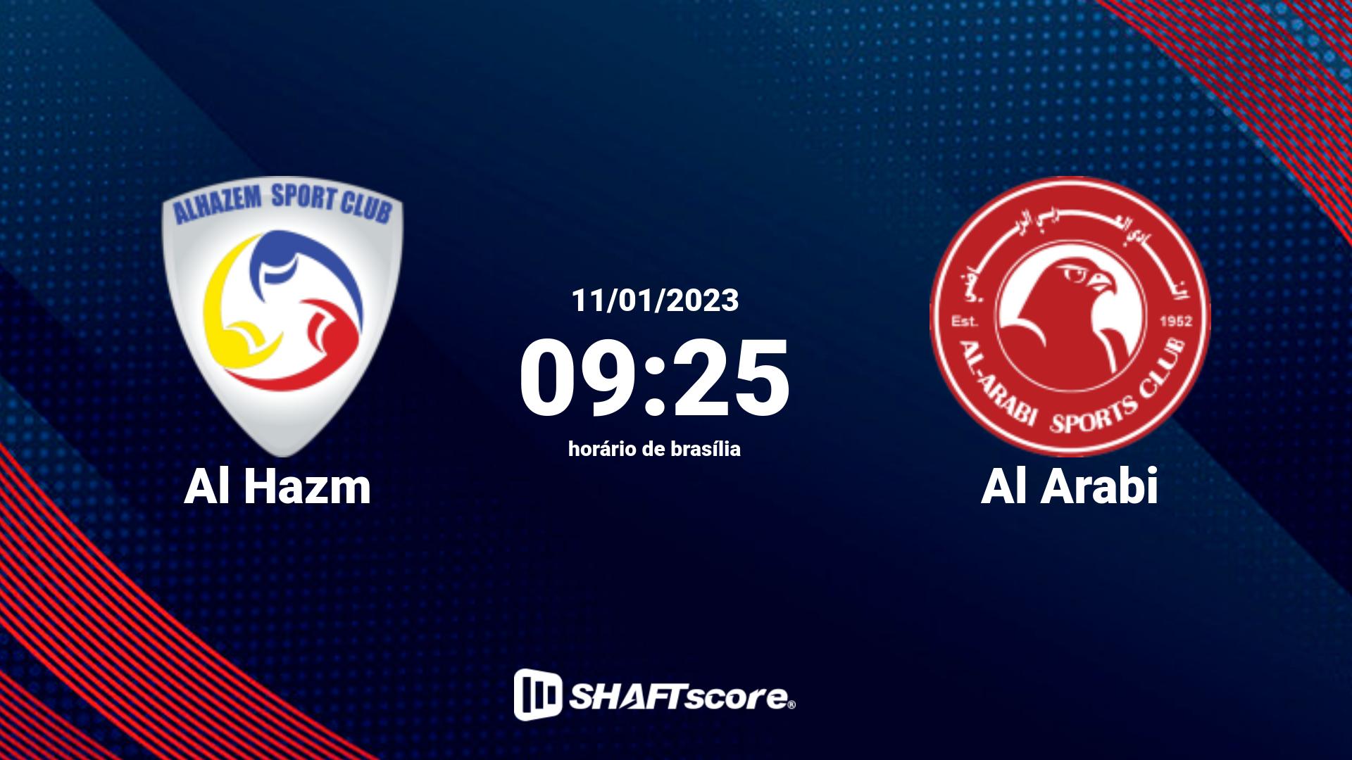 Estatísticas do jogo Al Hazm vs Al Arabi 11.01 09:25