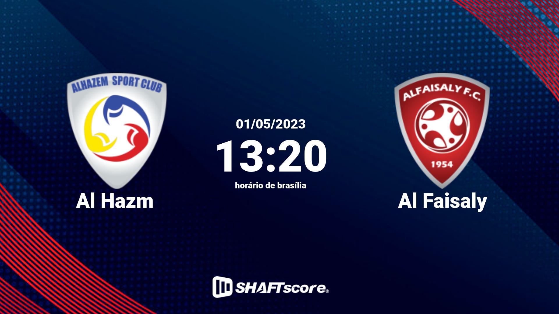 Estatísticas do jogo Al Hazm vs Al Faisaly 01.05 13:20