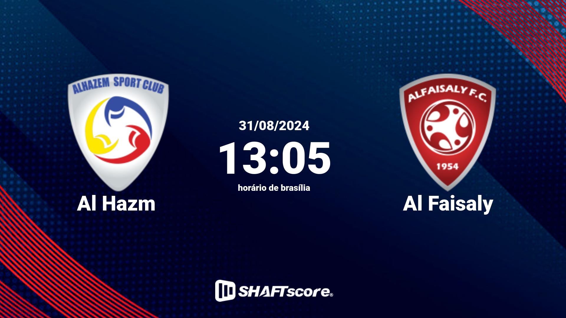 Estatísticas do jogo Al Hazm vs Al Faisaly 31.08 13:05