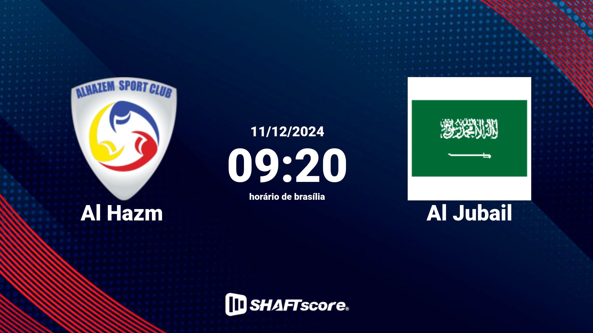 Estatísticas do jogo Al Hazm vs Al Jubail 11.12 09:20