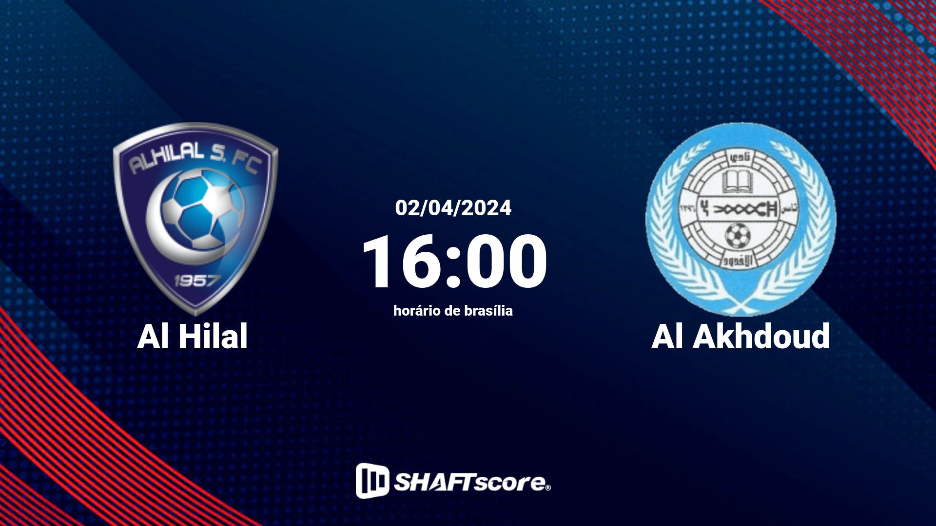 Estatísticas do jogo Al Hilal vs Al Akhdoud 02.04 16:00