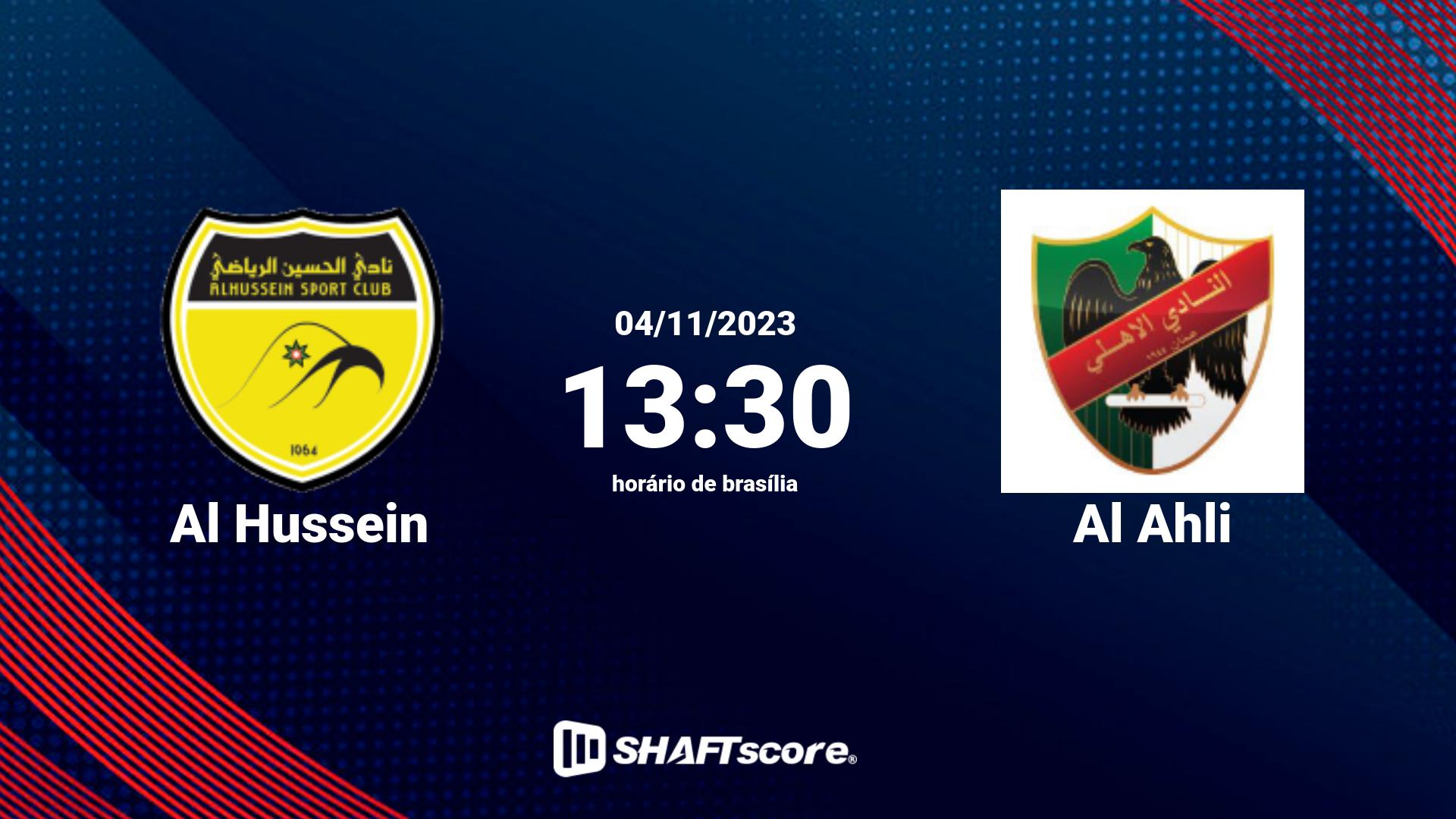 Estatísticas do jogo Al Hussein vs Al Ahli 04.11 13:30