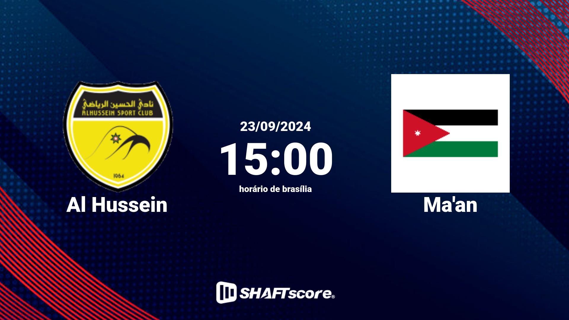 Estatísticas do jogo Al Hussein vs Ma'an 23.09 15:00