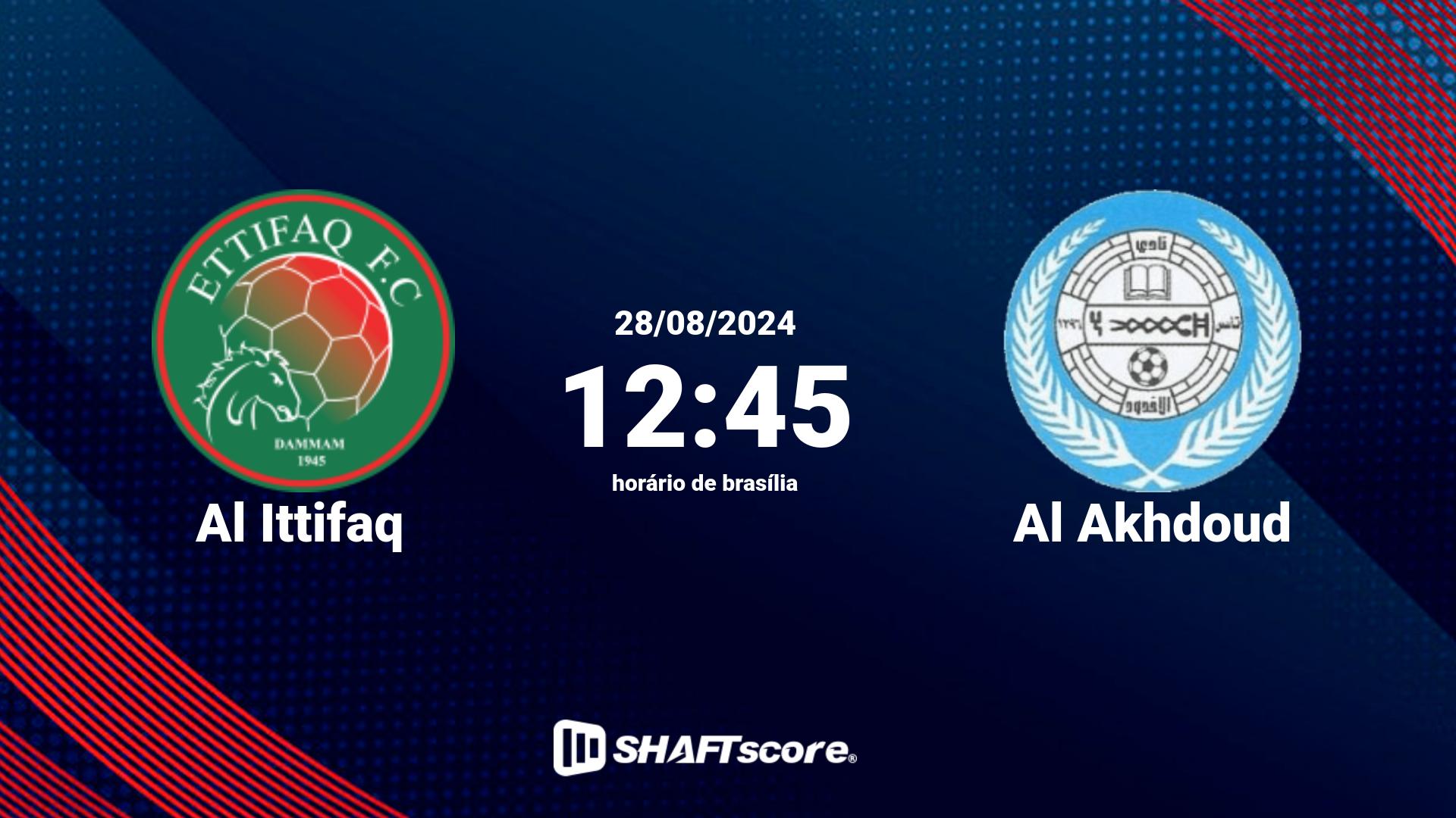 Estatísticas do jogo Al Ittifaq vs Al Akhdoud 28.08 12:45