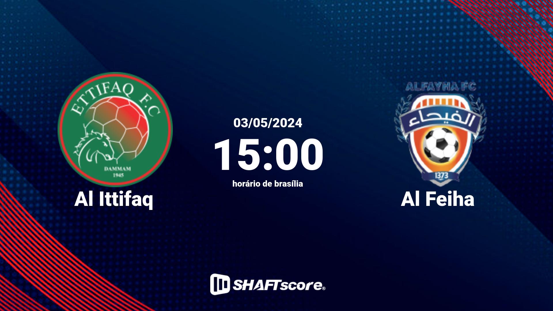 Estatísticas do jogo Al Ittifaq vs Al Feiha 03.05 15:00