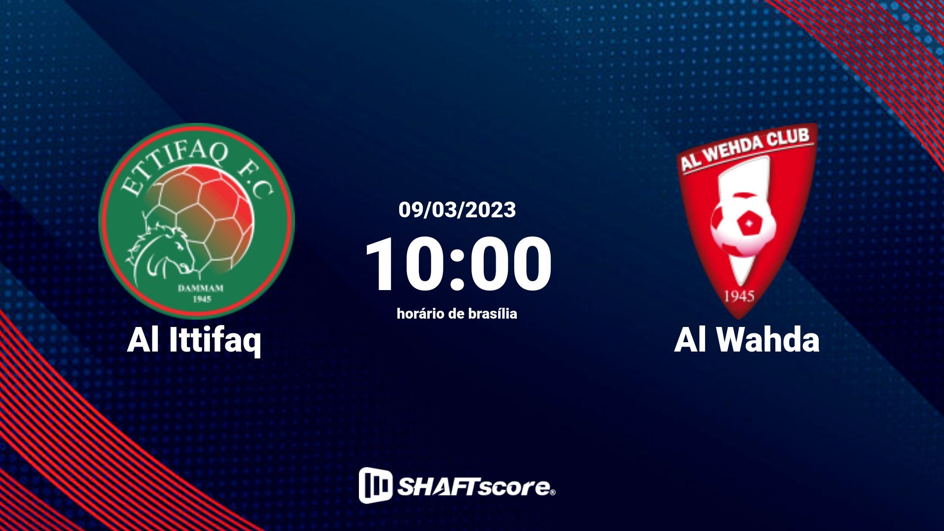 Estatísticas do jogo Al Ittifaq vs Al Wahda 09.03 10:00