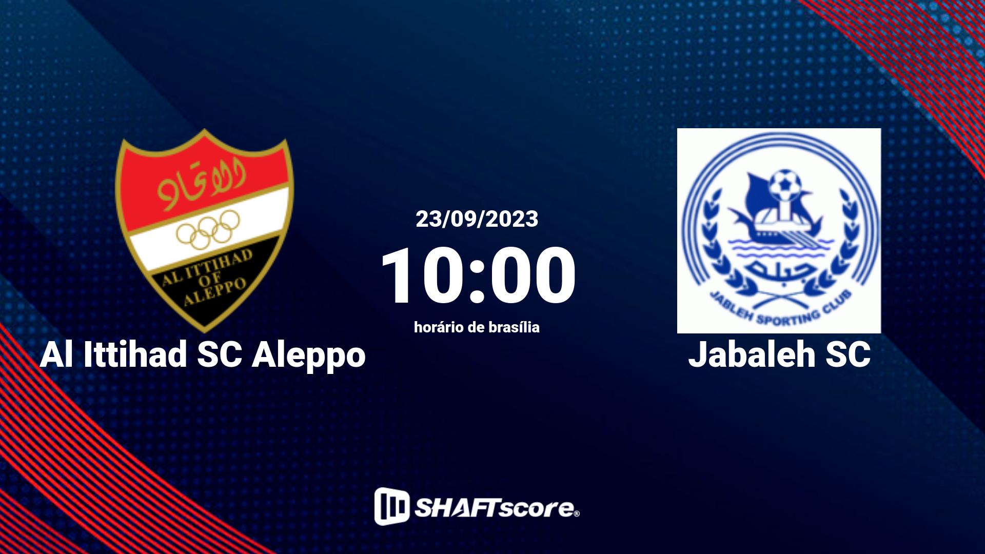 Estatísticas do jogo Al Ittihad SC Aleppo vs Jabaleh SC 23.09 10:00