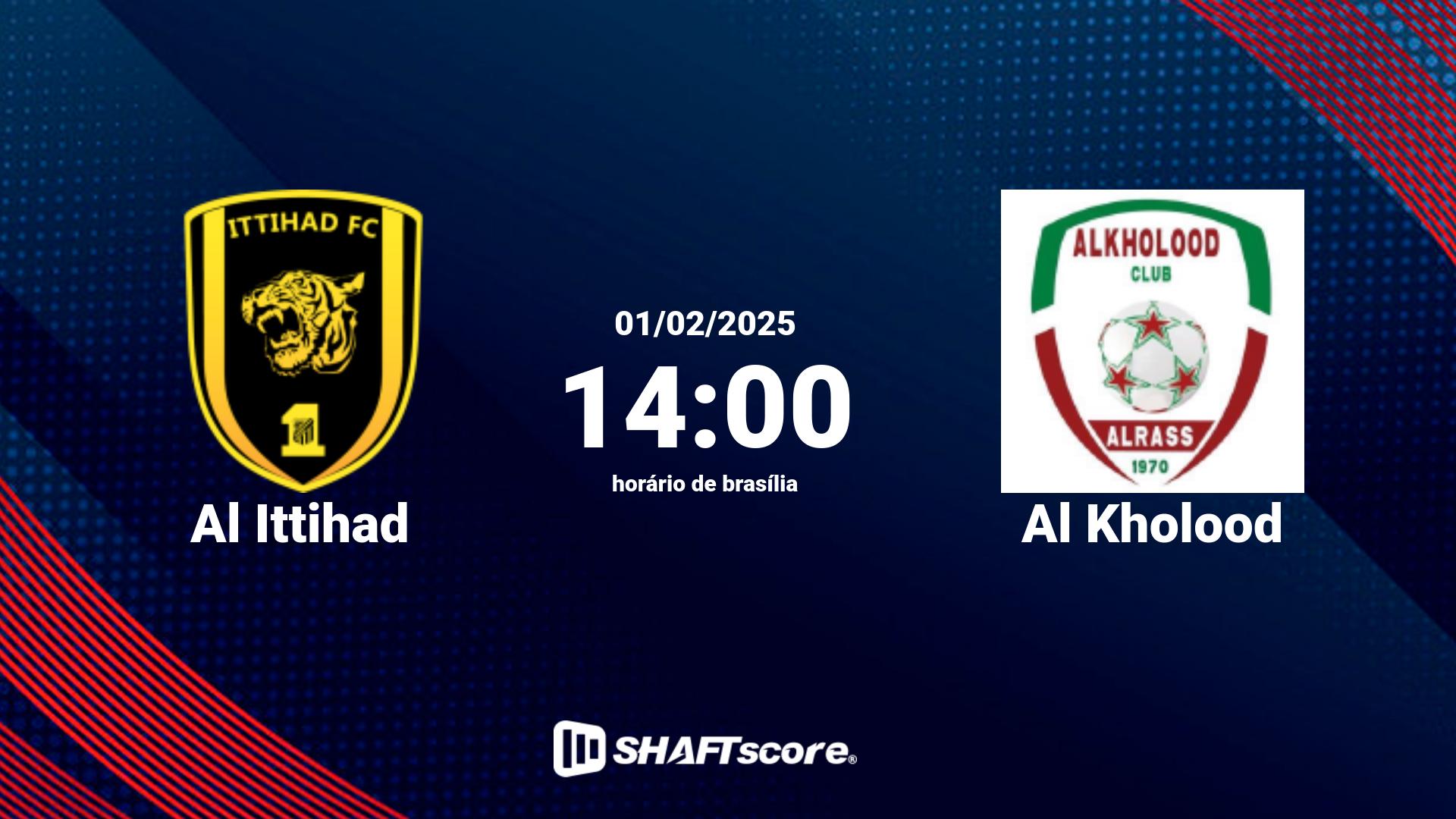 Estatísticas do jogo Al Ittihad vs Al Kholood 01.02 14:00