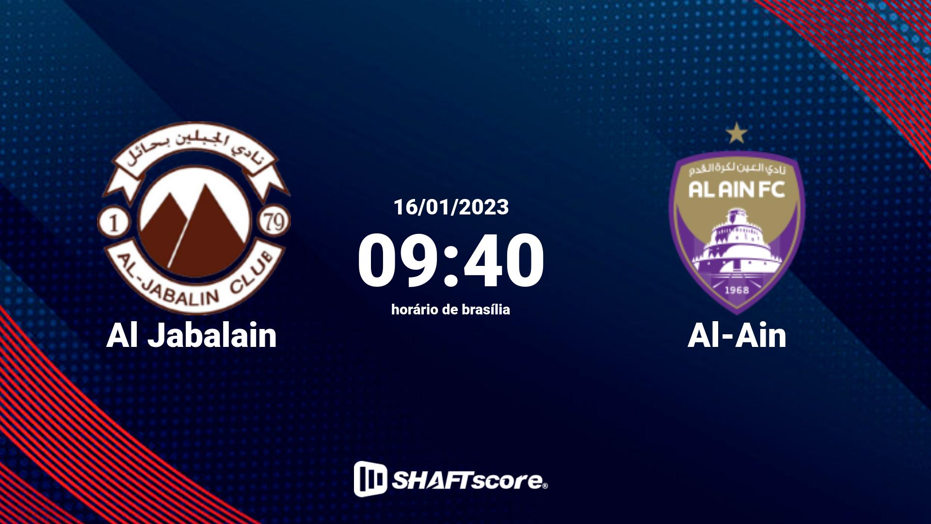 Estatísticas do jogo Al Jabalain vs Al-Ain 16.01 09:40