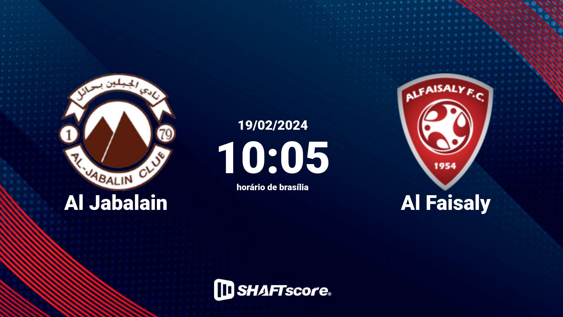 Estatísticas do jogo Al Jabalain vs Al Faisaly 19.02 10:05