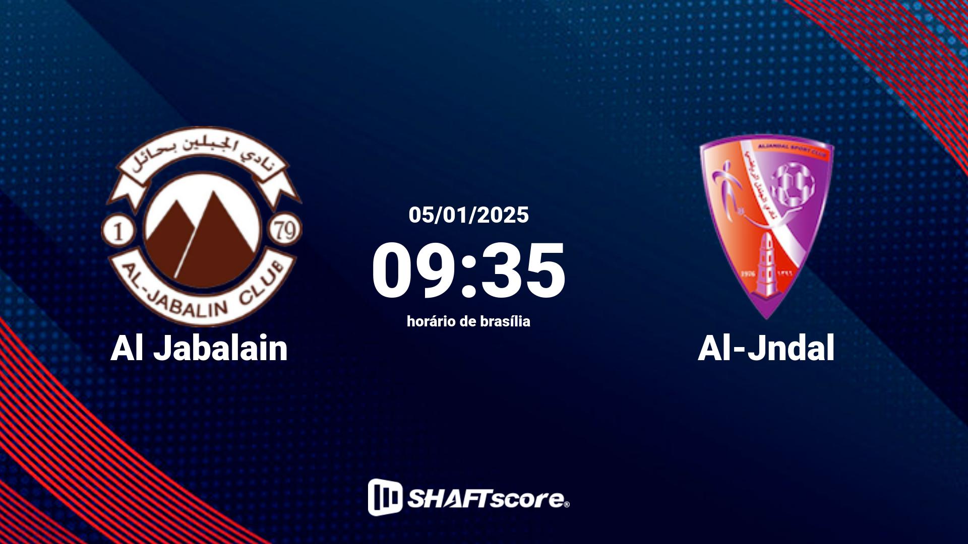 Estatísticas do jogo Al Jabalain vs Al-Jndal 05.01 09:35