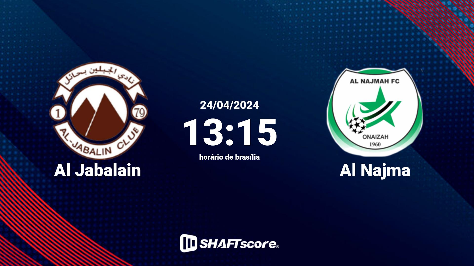 Estatísticas do jogo Al Jabalain vs Al Najma 24.04 13:15