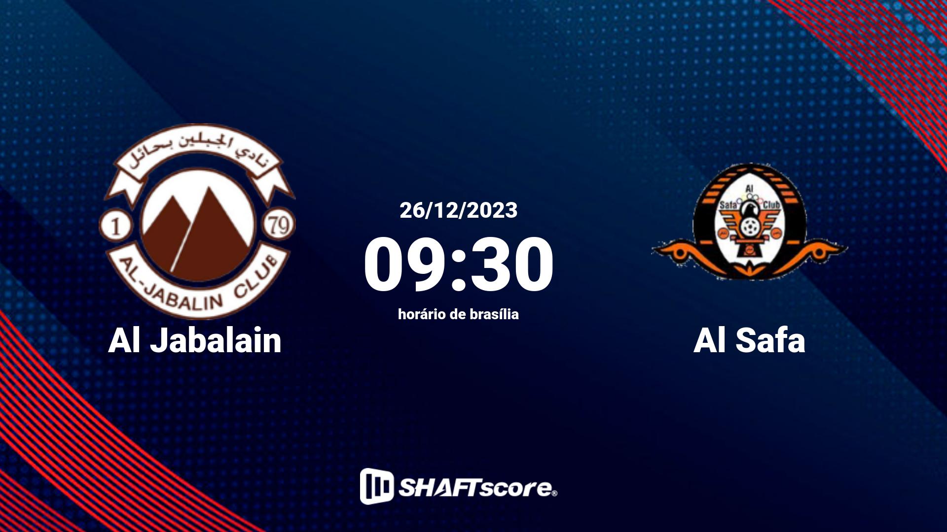 Estatísticas do jogo Al Jabalain vs Al Safa 26.12 09:30