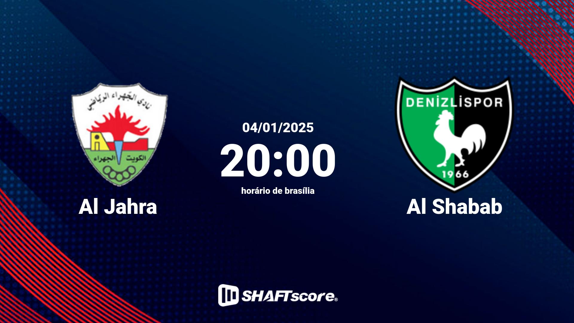 Estatísticas do jogo Al Jahra vs Al Shabab 04.01 20:00