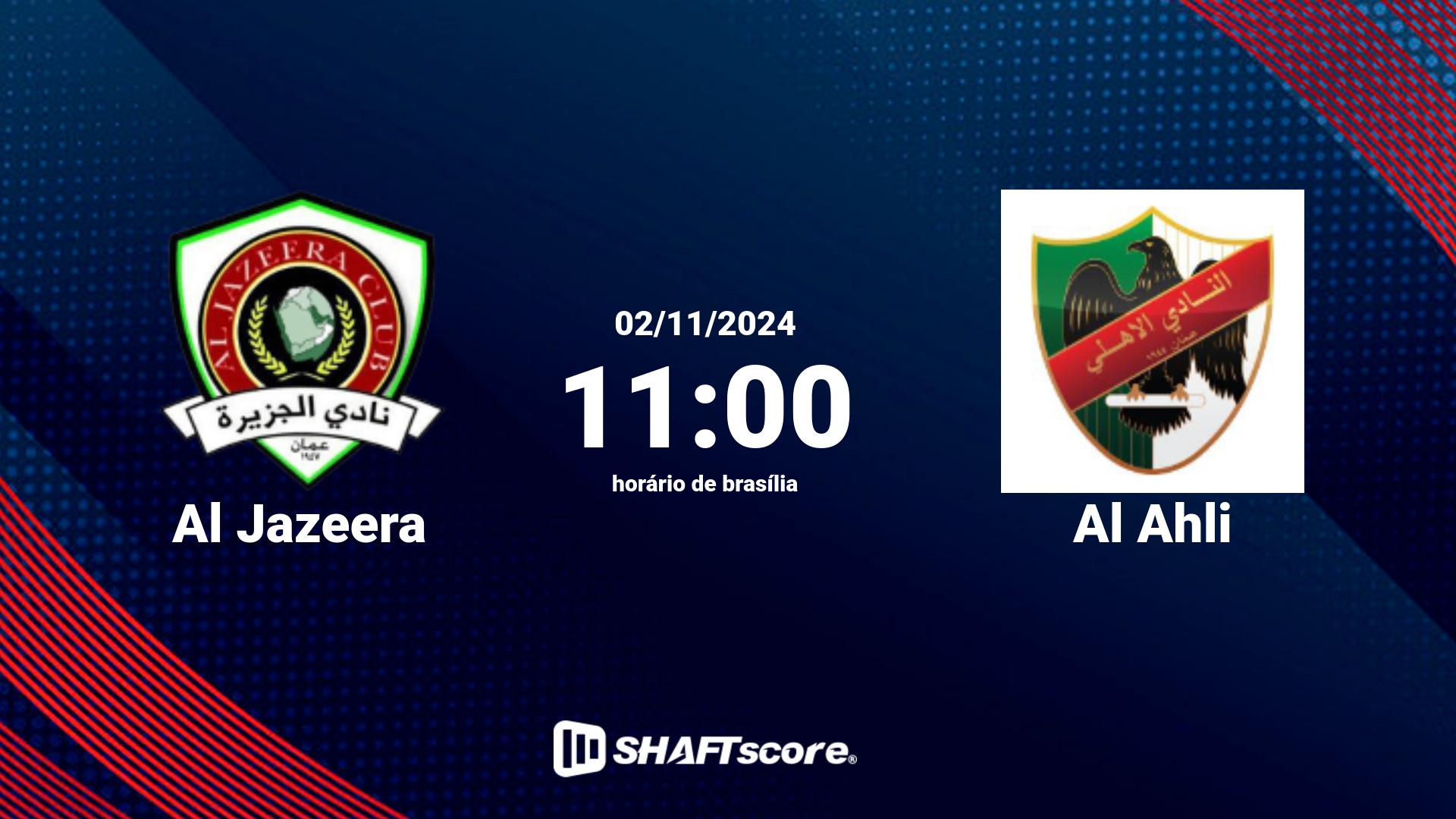 Estatísticas do jogo Al Jazeera vs Al Ahli 02.11 11:00