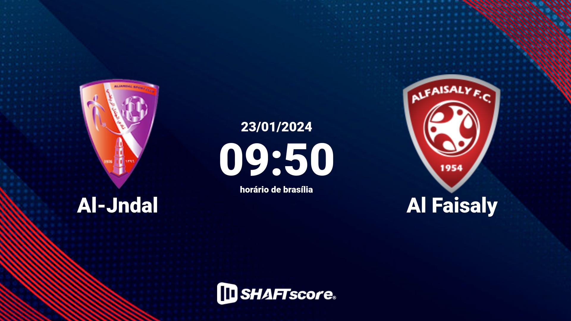 Estatísticas do jogo Al-Jndal vs Al Faisaly 23.01 09:50