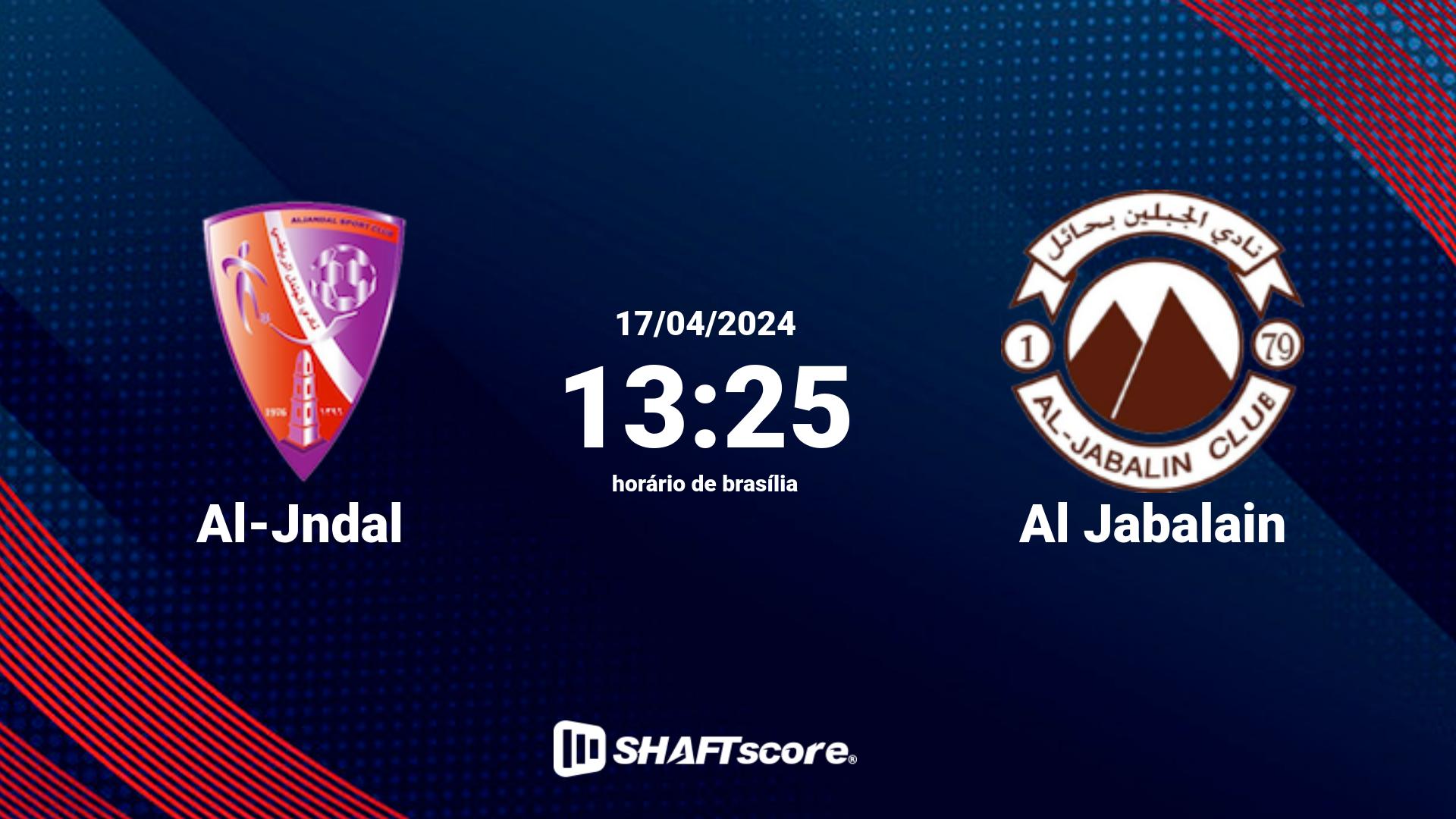 Estatísticas do jogo Al-Jndal vs Al Jabalain 17.04 13:25