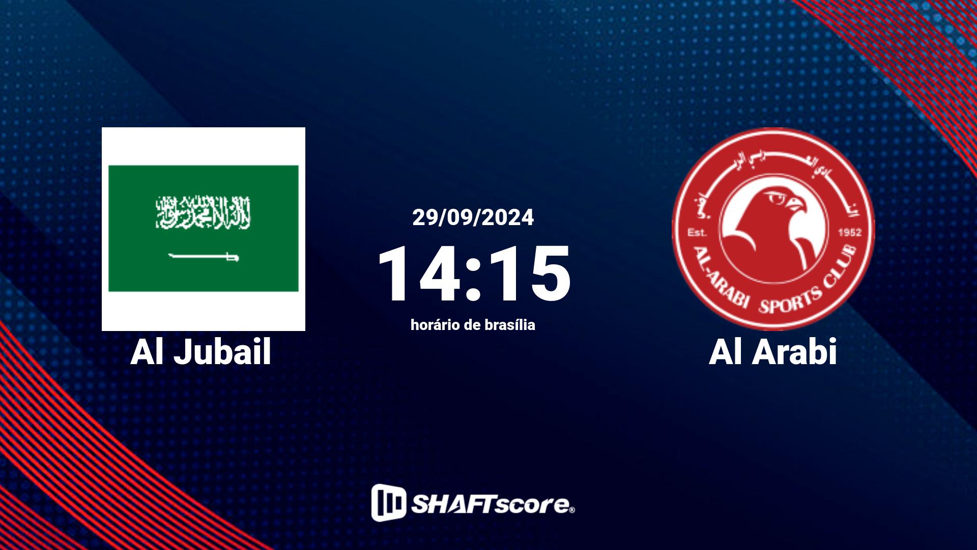 Estatísticas do jogo Al Jubail vs Al Arabi 29.09 14:15