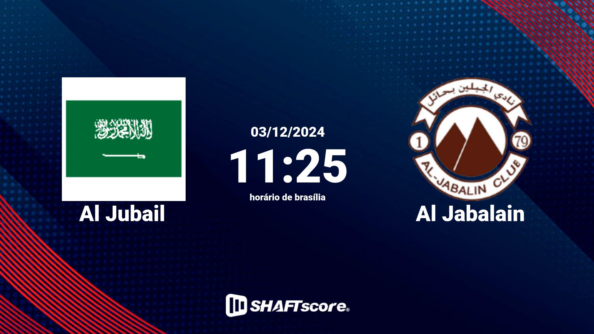 Estatísticas do jogo Al Jubail vs Al Jabalain 03.12 11:25