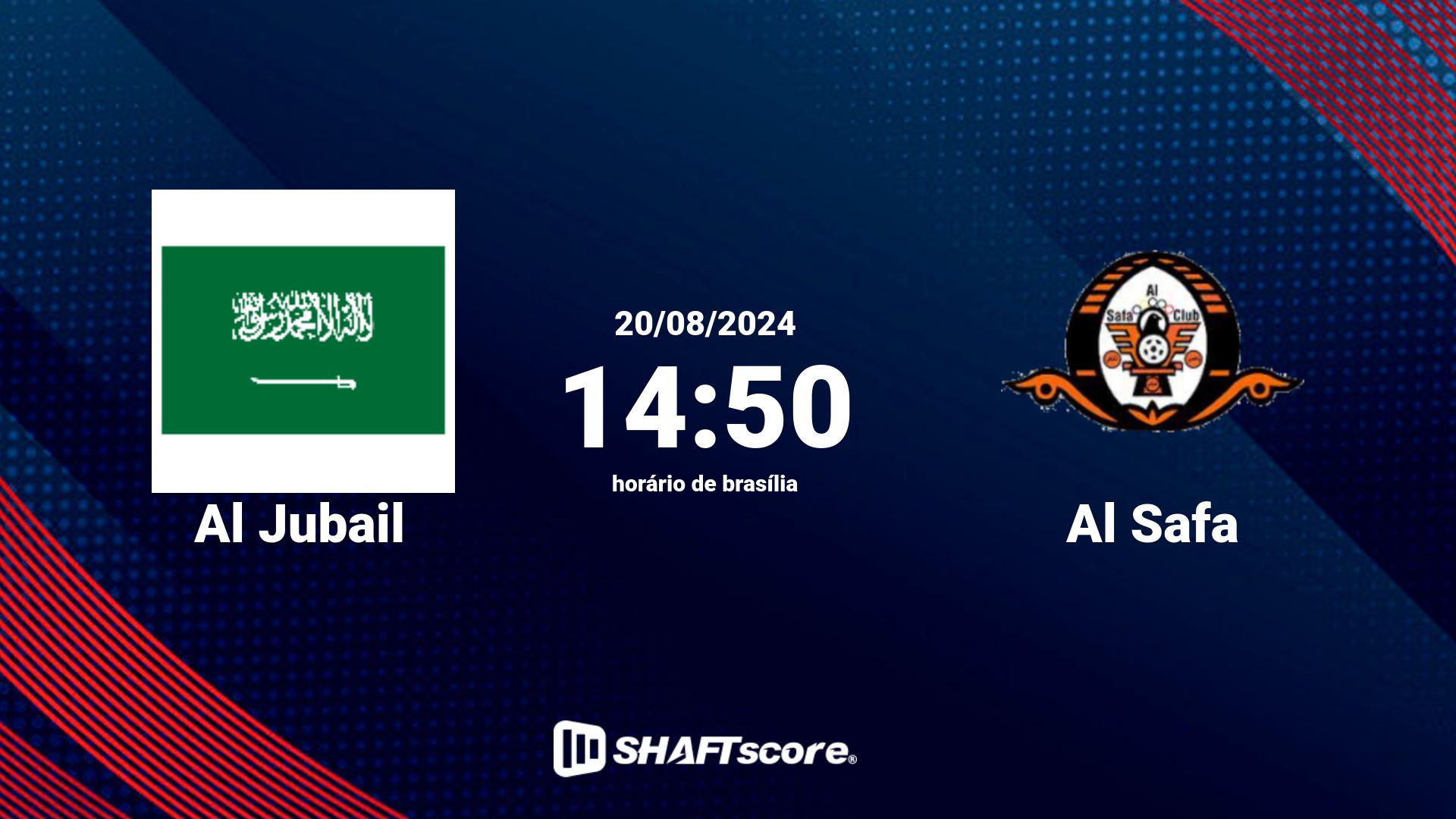 Estatísticas do jogo Al Jubail vs Al Safa 20.08 14:50