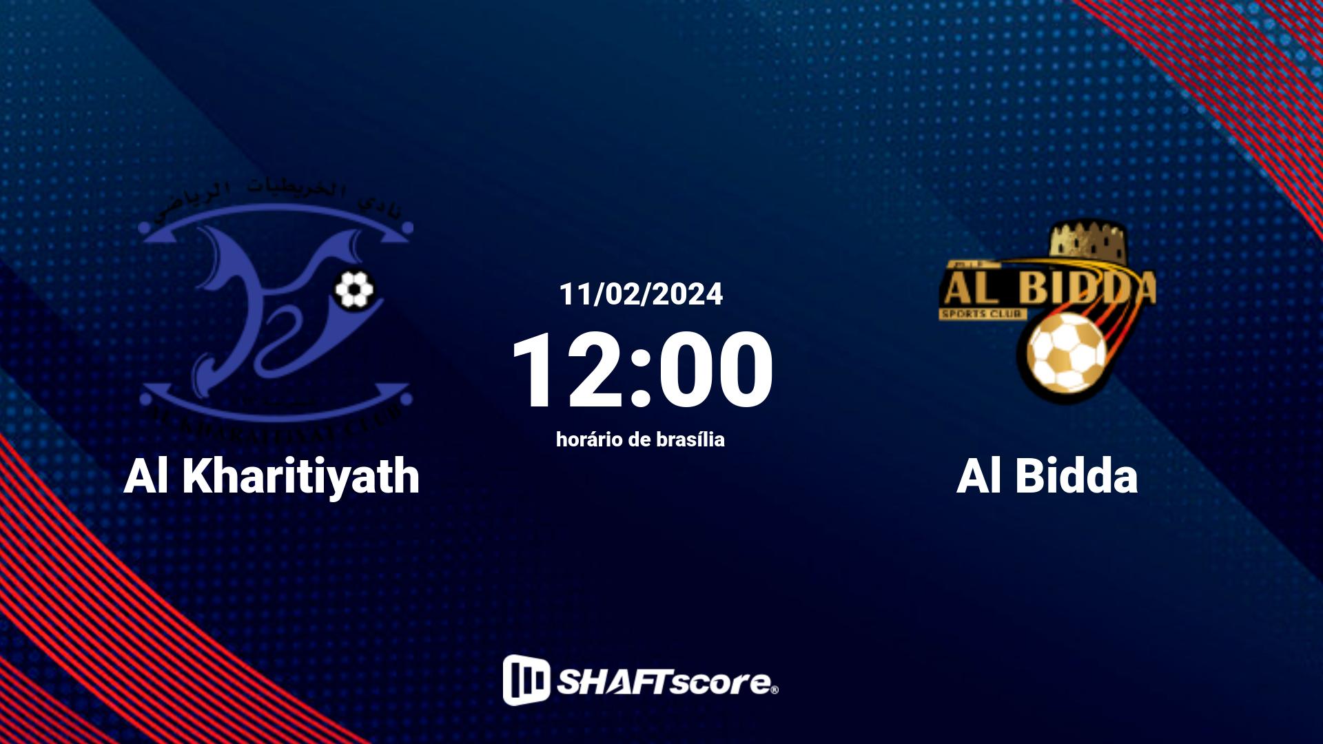 Estatísticas do jogo Al Kharitiyath vs Al Bidda 11.02 12:00