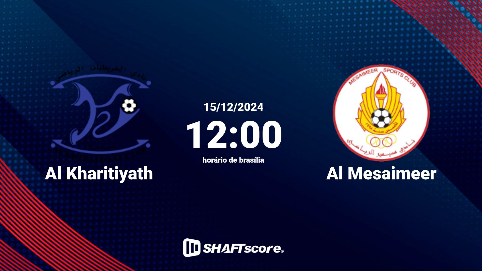 Estatísticas do jogo Al Kharitiyath vs Al Mesaimeer 15.12 12:00