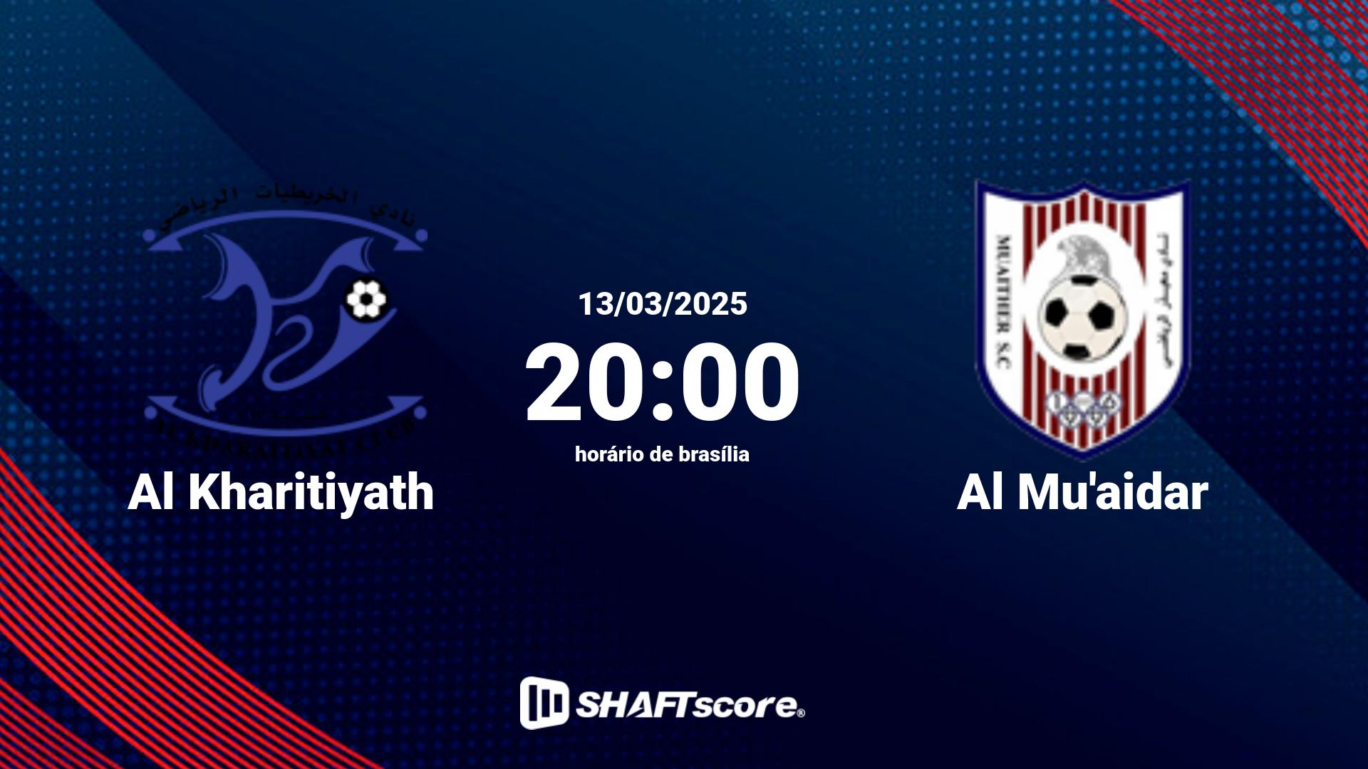 Estatísticas do jogo Al Kharitiyath vs Al Mu'aidar 13.03 20:00